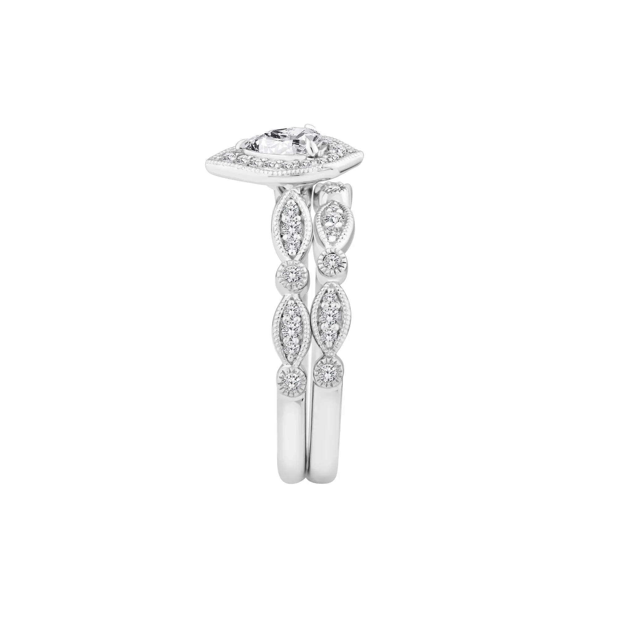 5/8 CT. Tw. Pear-Shaped Diamond Engagement Set 14K White Gold Ring Size 8 2mm - Image 3