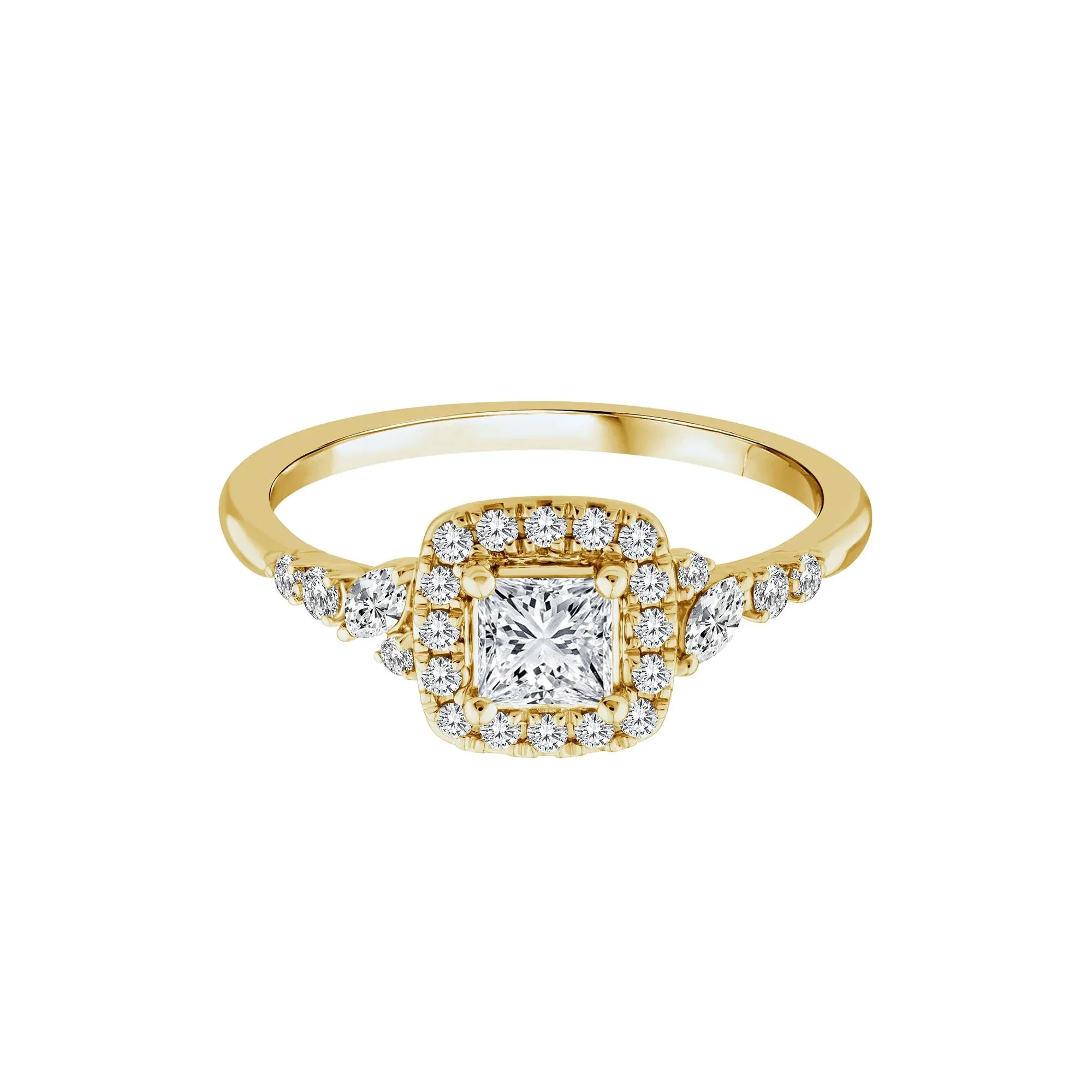 3/4 CT. Tw. Princess-Cut Diamond Engagement Ring 14K Yellow Gold Size 7 1.5mm