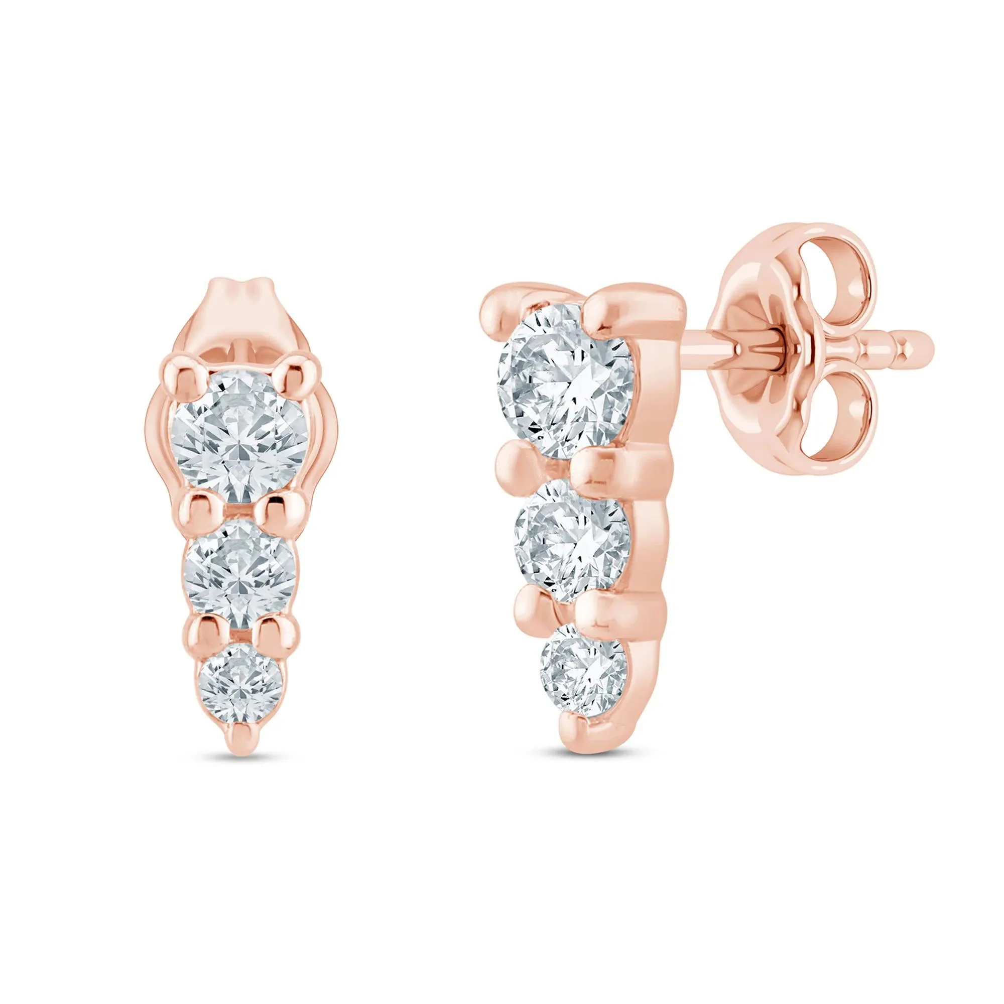 1/4 CT. Tw. Graduated Diamond Earrings 10K Rose Gold Size 7.90mm