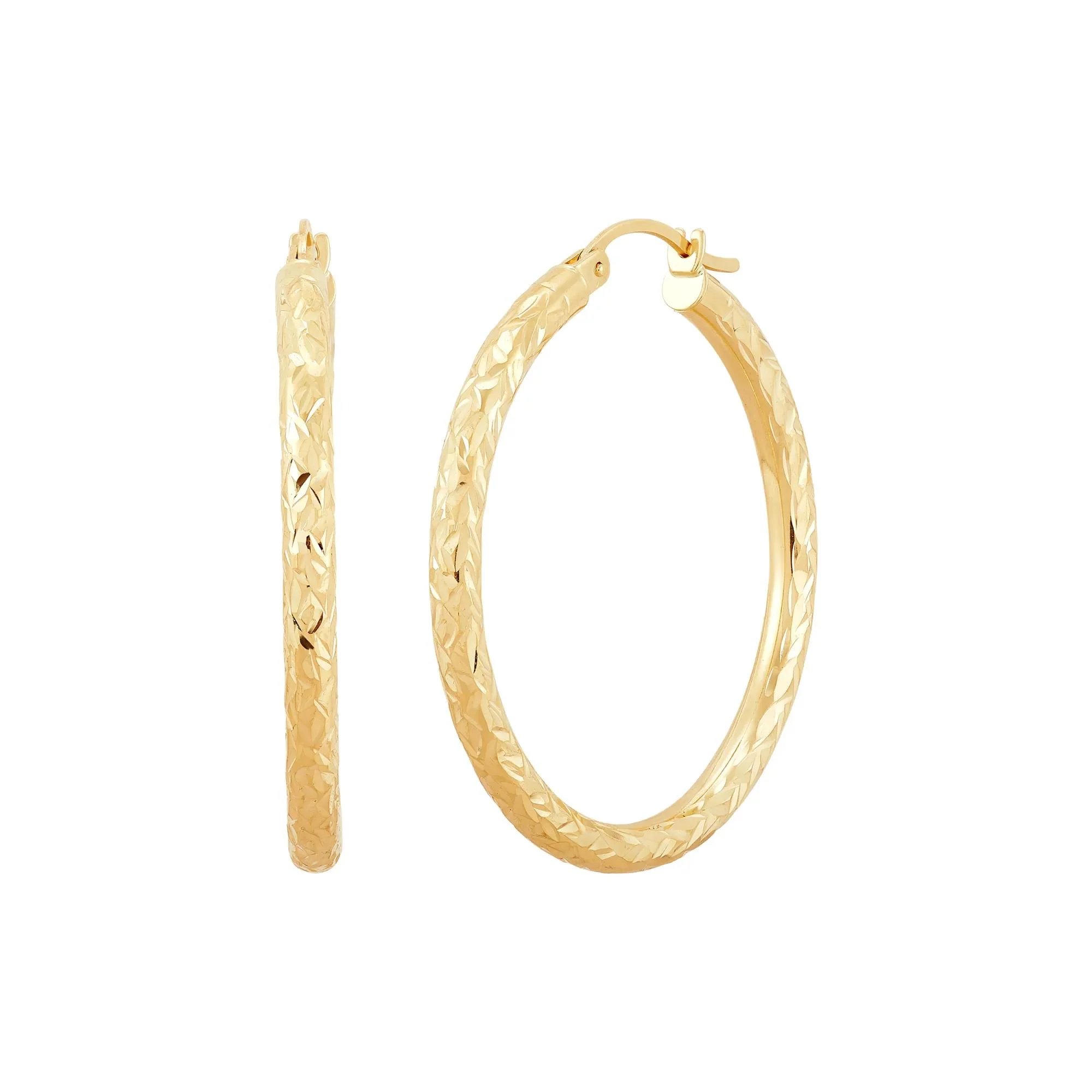 Diamond-Cut Hoop Earrings 14K Yellow Gold 44x Size 50.00mm