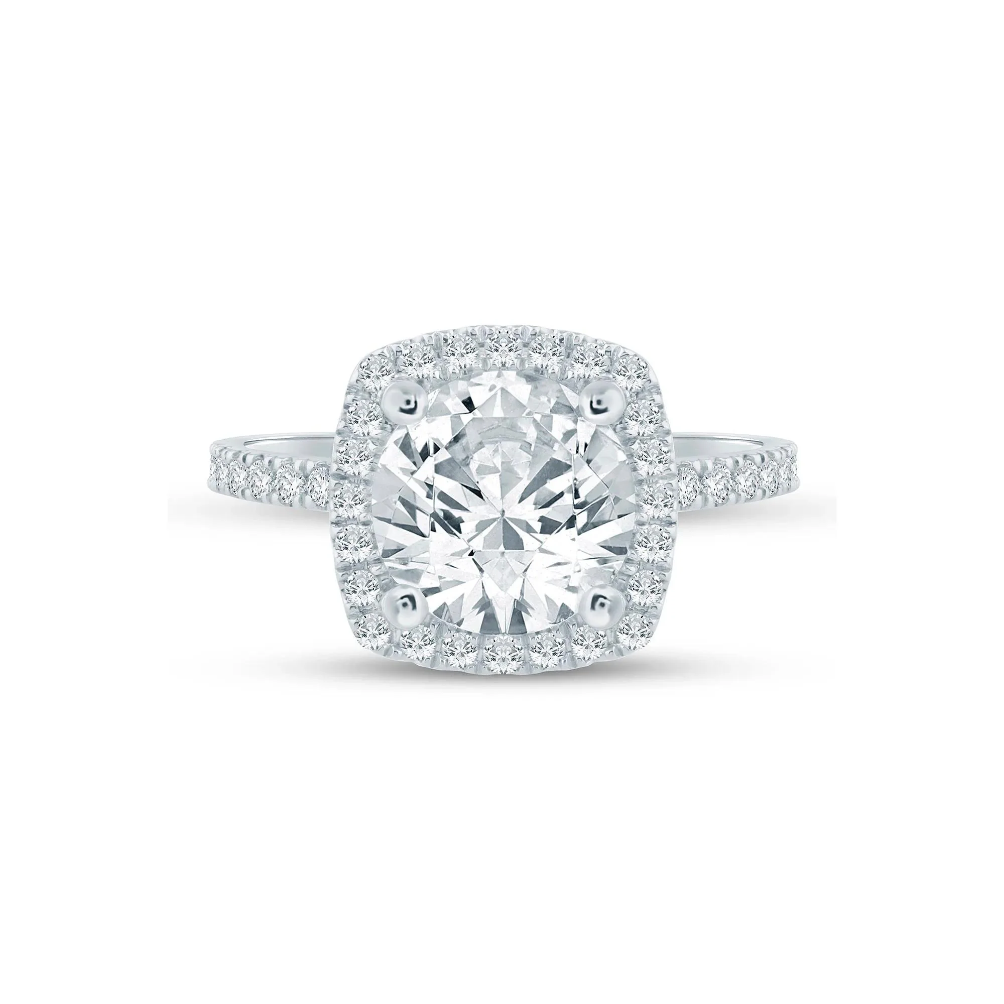 4 CT. Tw. Lab Grown Diamond Halo Engagement Ring 14K White Gold Size 6 1.5mm