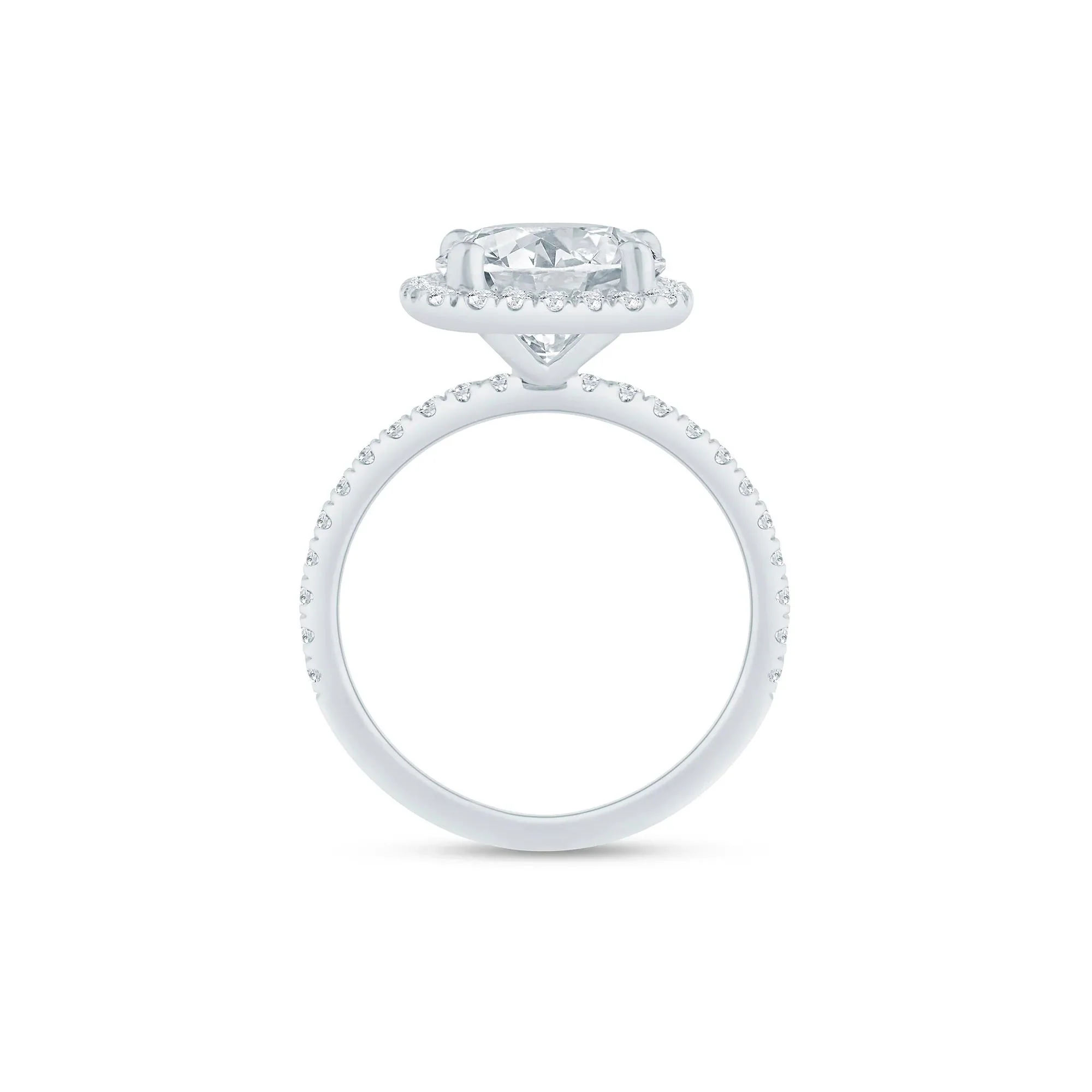 4 CT. Tw. Lab Grown Diamond Halo Engagement Ring 14K White Gold Size 7.5 1.5mm - Image 2