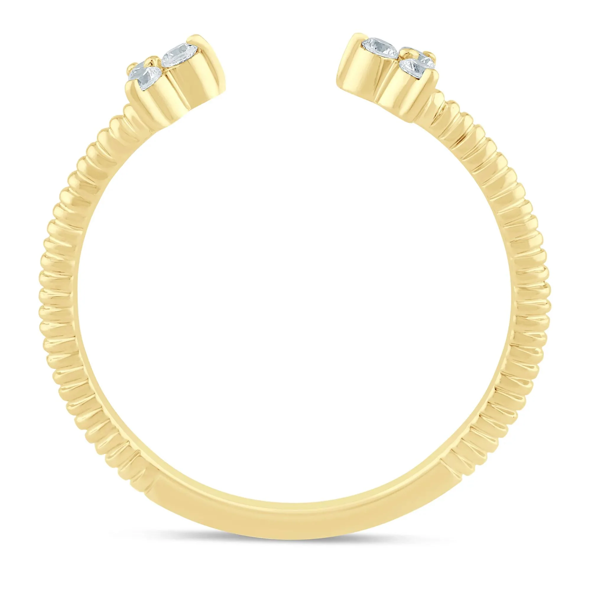 1/10 CT. Tw. Diamond Open Ring 10K Yellow Gold Size 7 1.5mm - Image 3