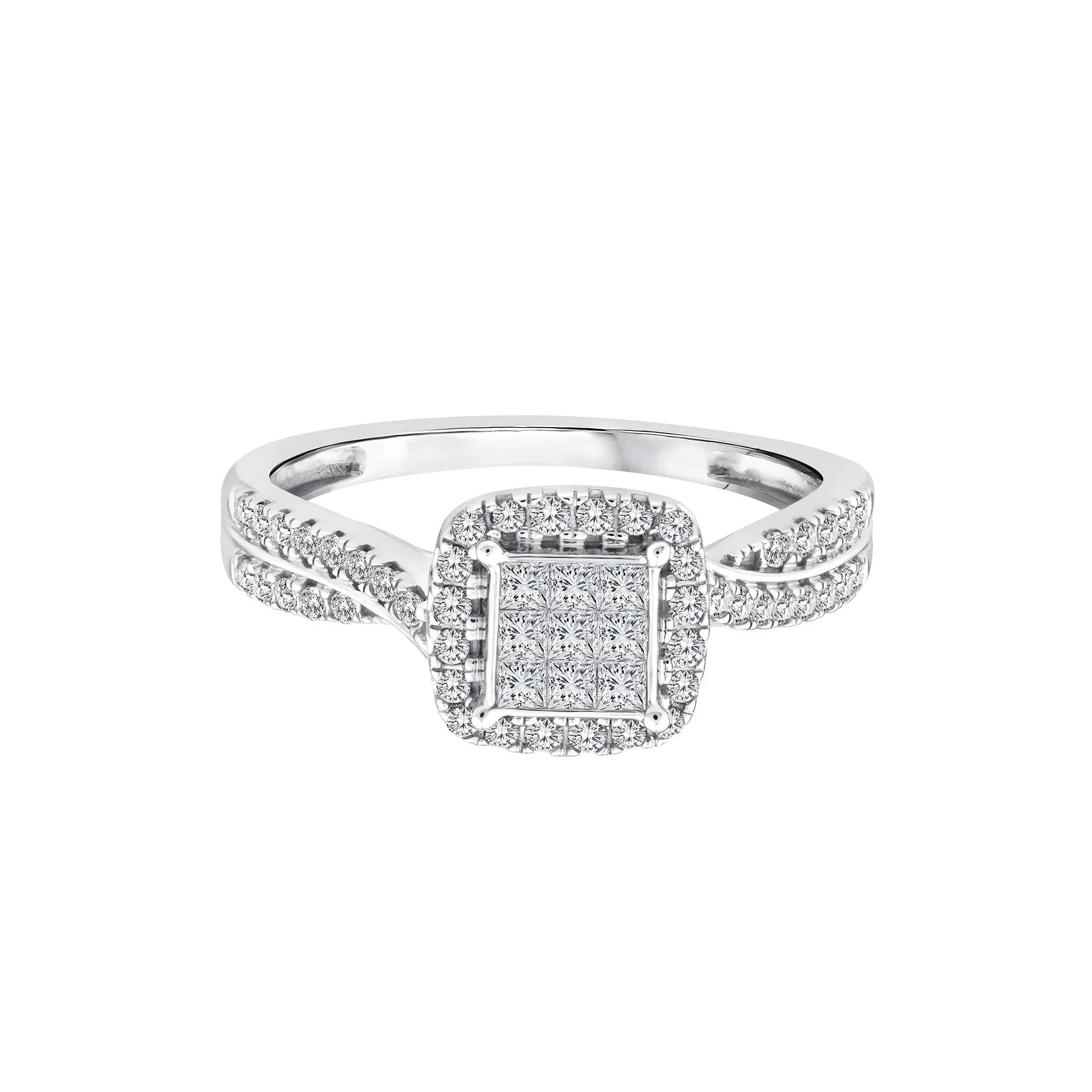 1/2 CT. Tw. Diamond Composite Engagement Ring 14K White Gold Size 7 2mm