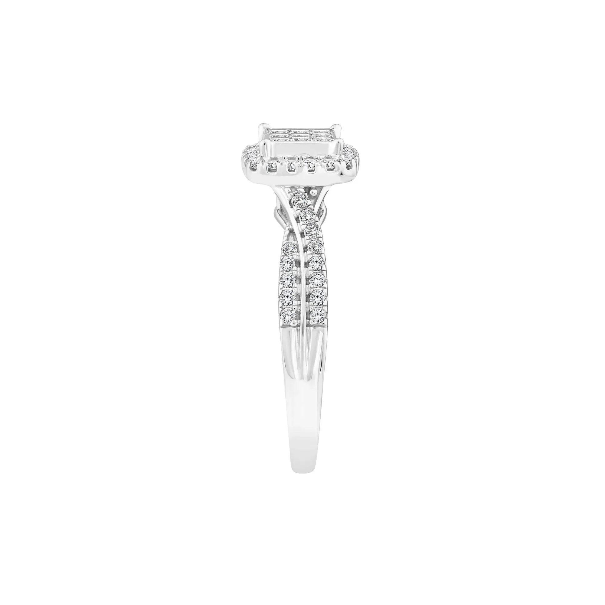 1/2 CT. Tw. Diamond Composite Engagement Ring 14K White Gold Size 7.5 2mm - Image 3