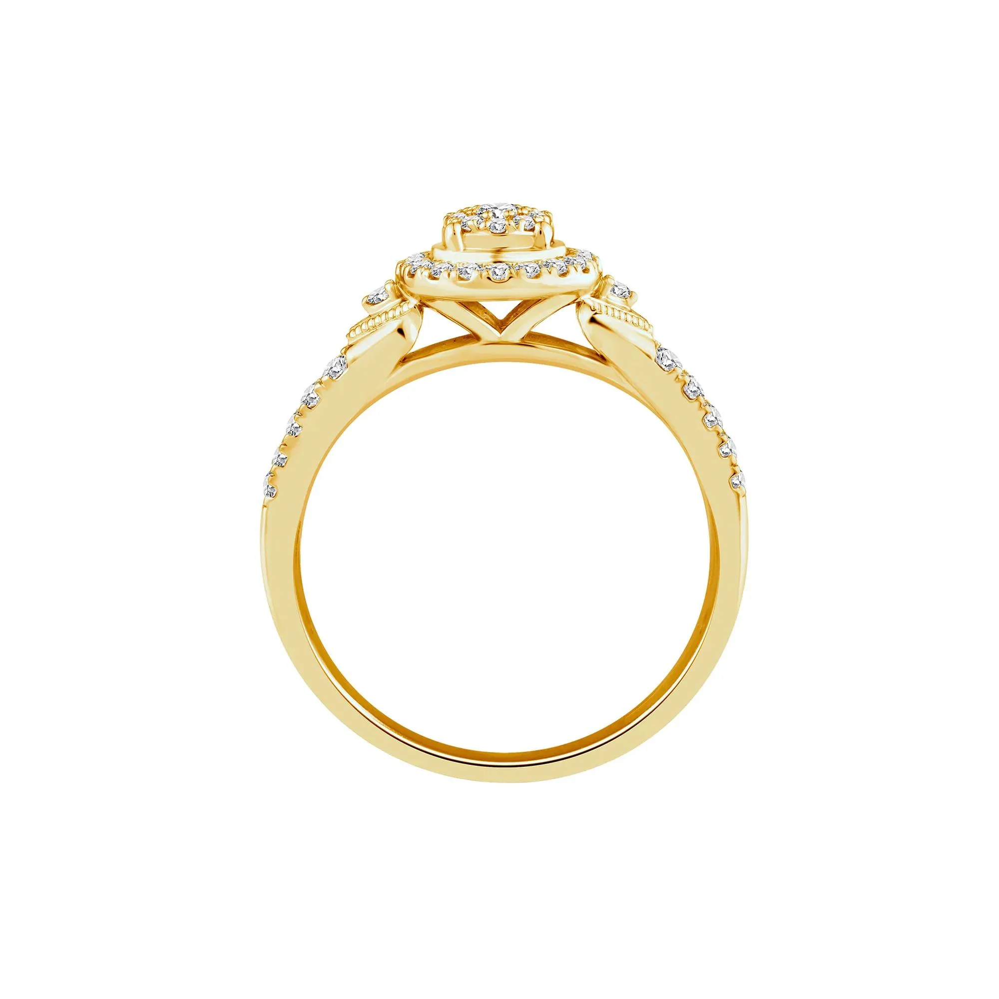 1/3 CT. Tw. Diamond Promise Ring 10K Yellow Gold Round Brilliant Cut Size 7.5 - Image 2