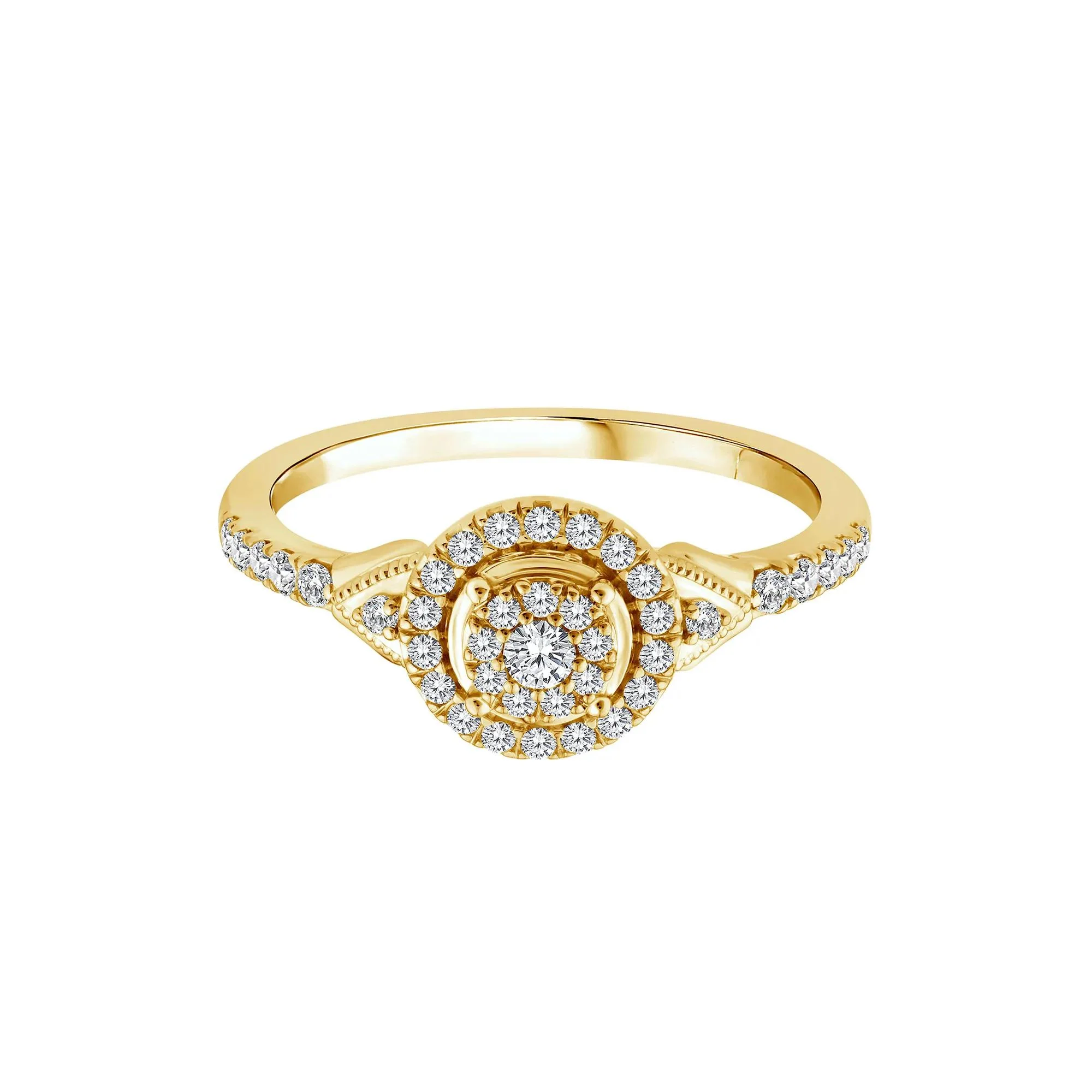 1/3 CT. Tw. Diamond Promise Ring 10K Yellow Gold Round Brilliant Cut Size 8.5