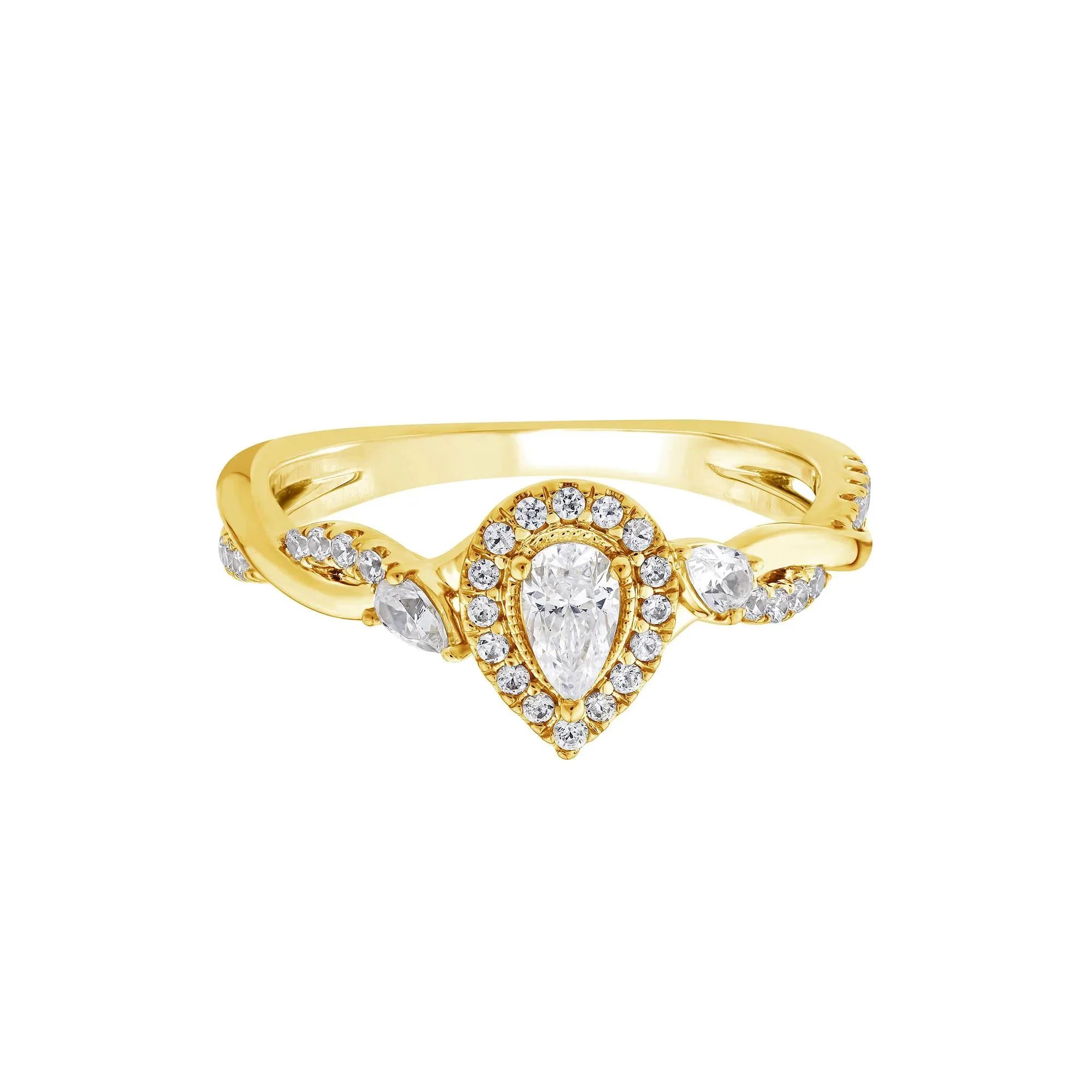 1/2 CT. Tw. Pear-Shaped Diamond Engagement Ring 14K Yellow Gold Size 9 1.5mm