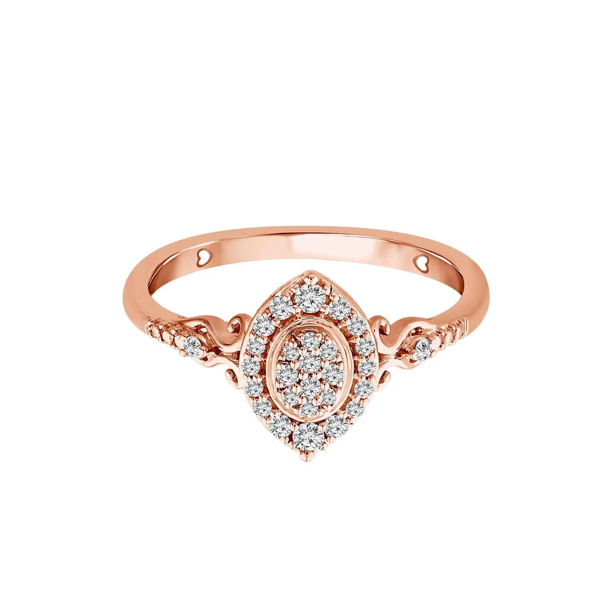 1/5 CT. Tw. Diamond Promise Ring 10K Rose Gold Round Brilliant Cut Size 7.5 2mm