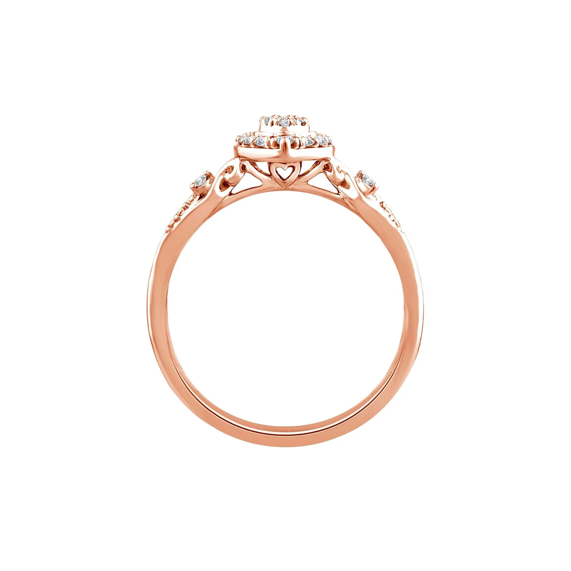 1/5 CT. Tw. Diamond Promise Ring 10K Rose Gold Round Brilliant Cut Size 7.5 2mm - Image 2