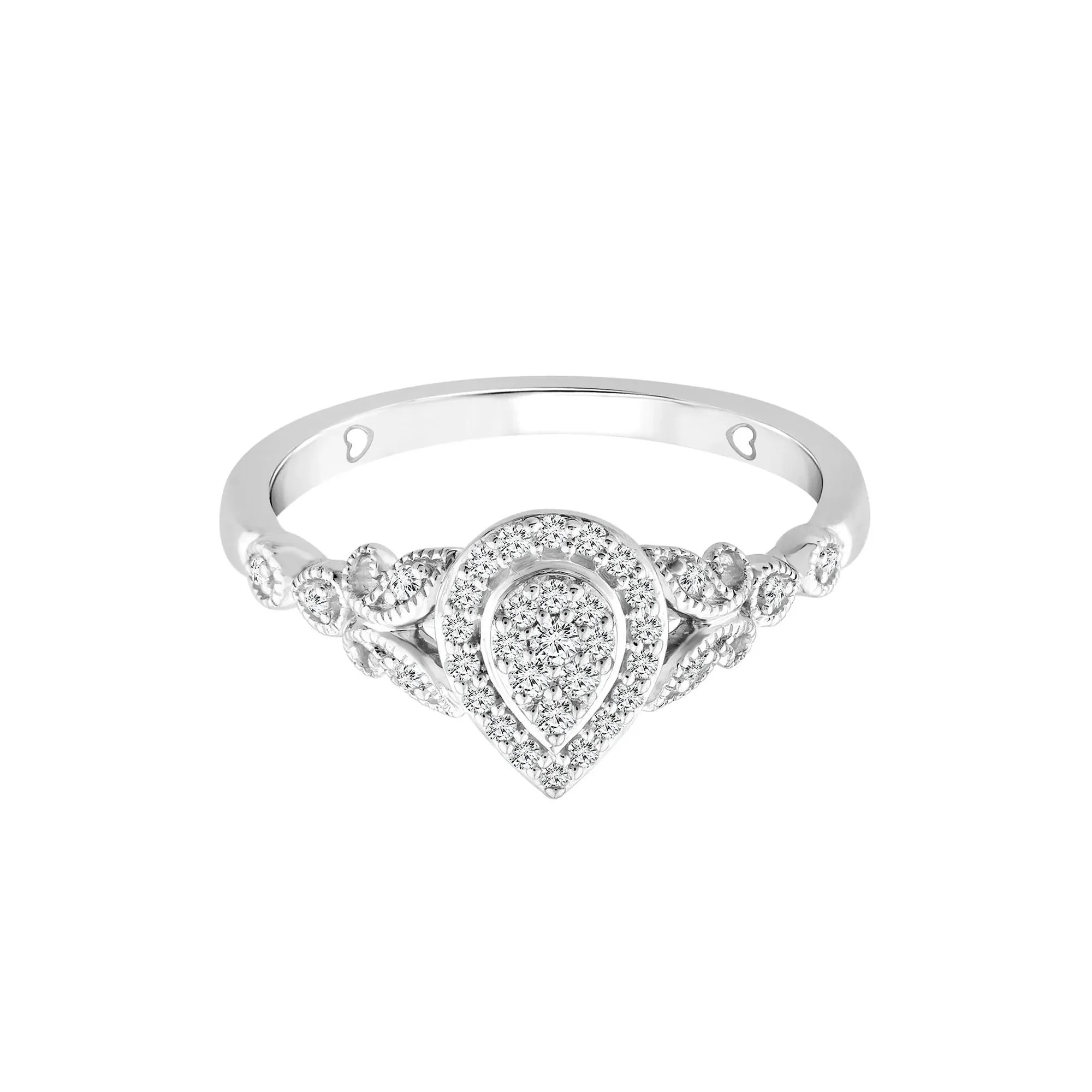 1/5 CT. Tw. Diamond Composite Pear-Shaped Promise Ring 10K White Gold Size 8.5 2mm