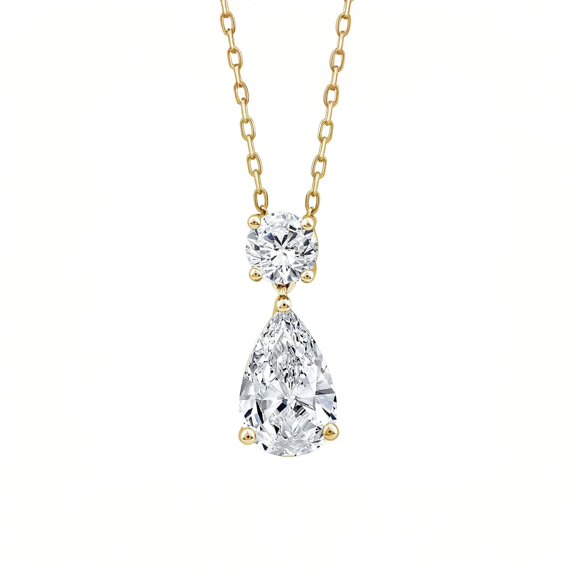 1/2 CT. Tw. Lab Grown Diamond Pear-Shaped and Round Necklace 10K Yellow Gold Size 18"