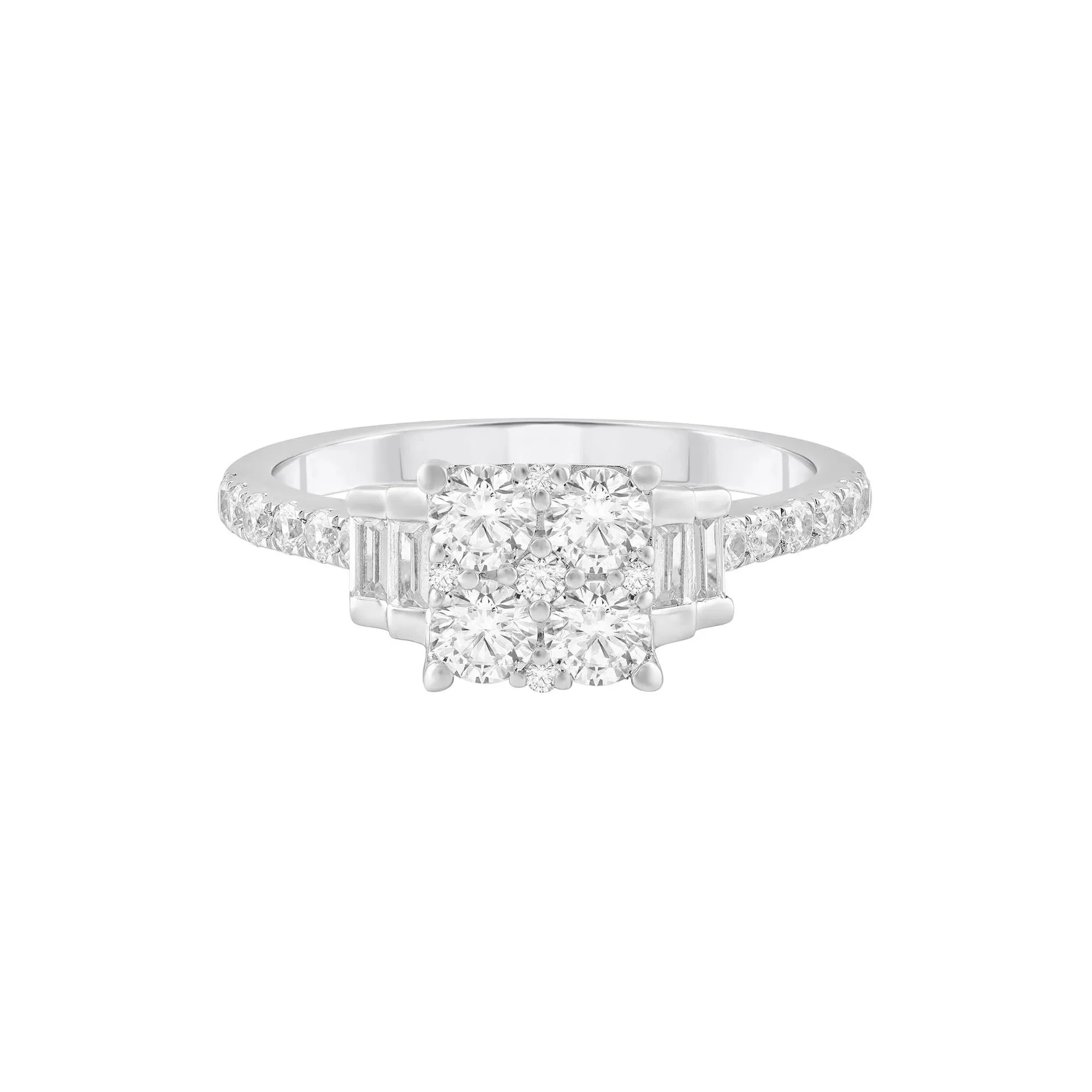 1 CT. Tw. Diamond Composite Engagement Ring 10K White Gold Round Brilliant Cut Size 6