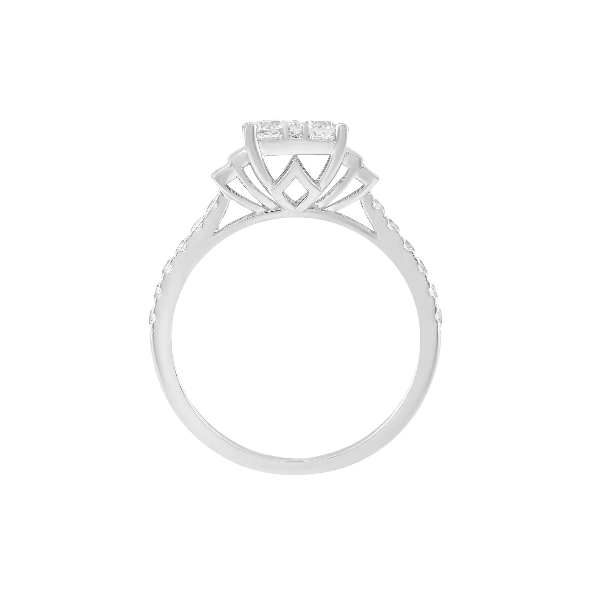 1 CT. Tw. Diamond Composite Engagement Ring 10K White Gold Round Brilliant Cut Size 6 - Image 2