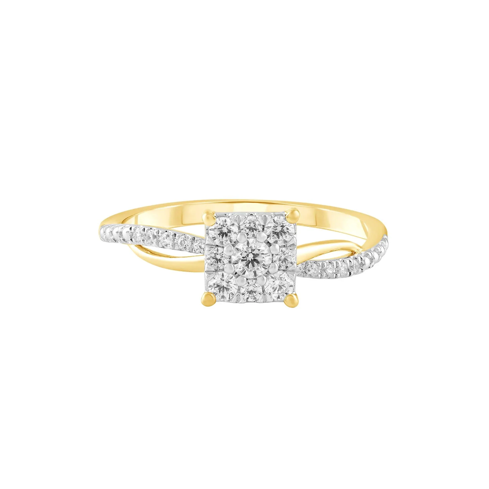 1/3 CT. Tw. Diamond Composite Promise Ring 10K Yellow and White Gold Size 6