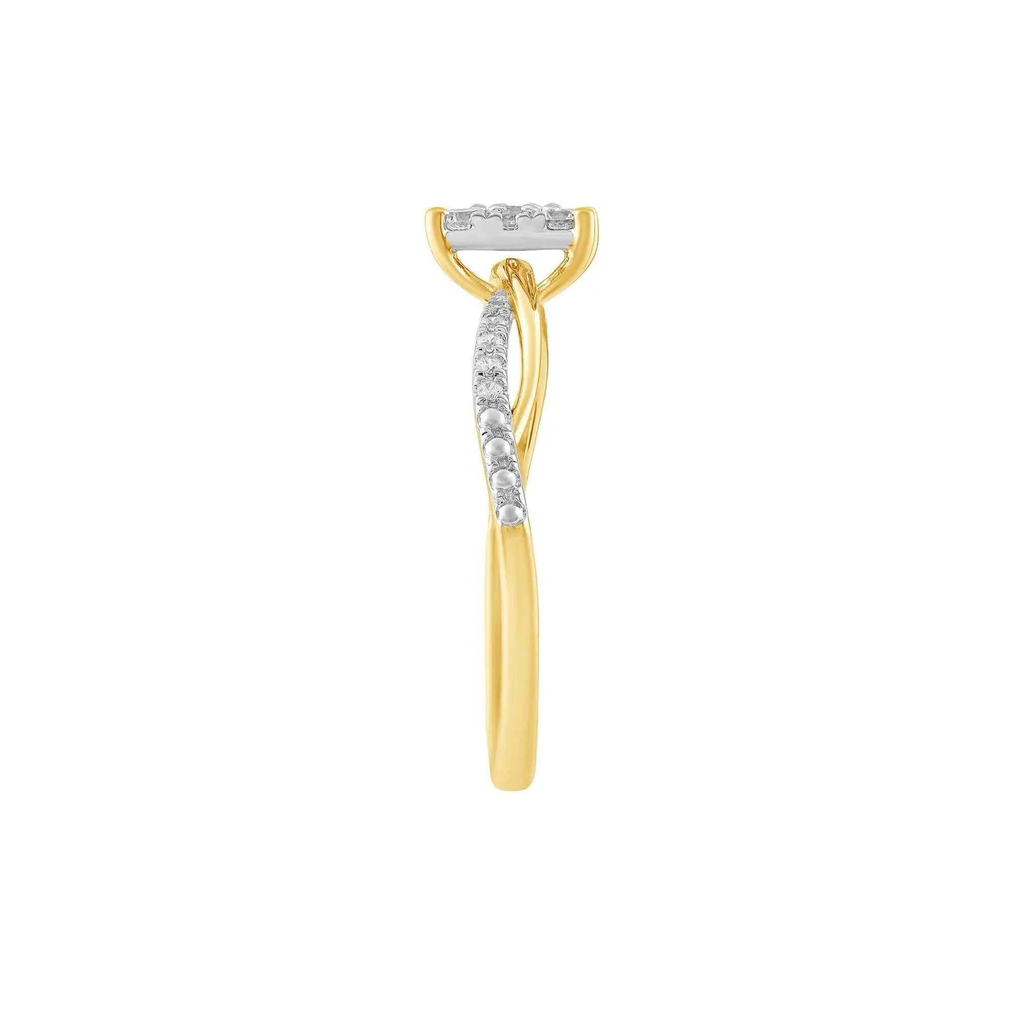 1/3 CT. Tw. Diamond Composite Promise Ring 10K Yellow and White Gold Size 8 - Image 3