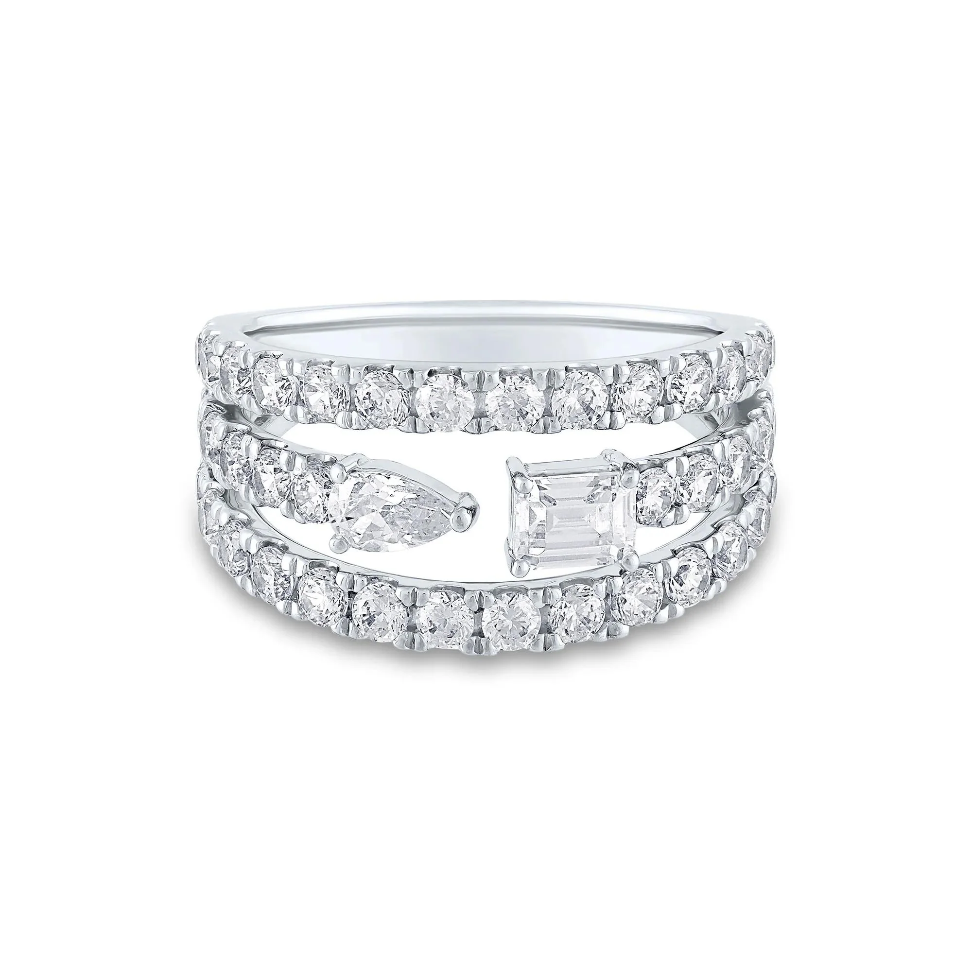 2 CT. Tw. Lab Grown Diamond Band Ring 14K White Gold Round Brilliant Cut Size 7 1.5mm
