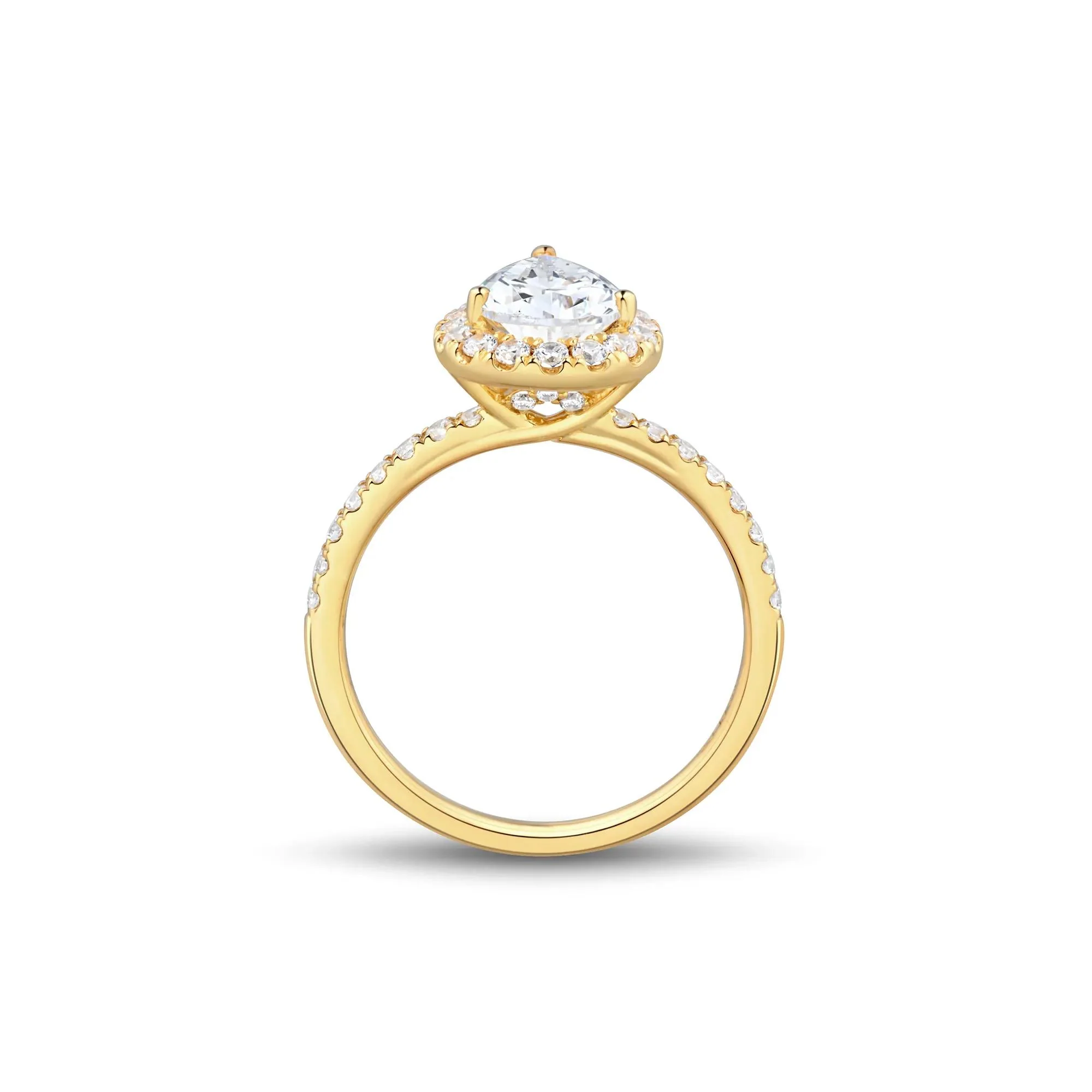 2 CT. Tw. Lab Grown Diamond Pear-Shaped Halo Engagement Ring 14K Yellow Gold Size 7.5 1.5mm - Image 2
