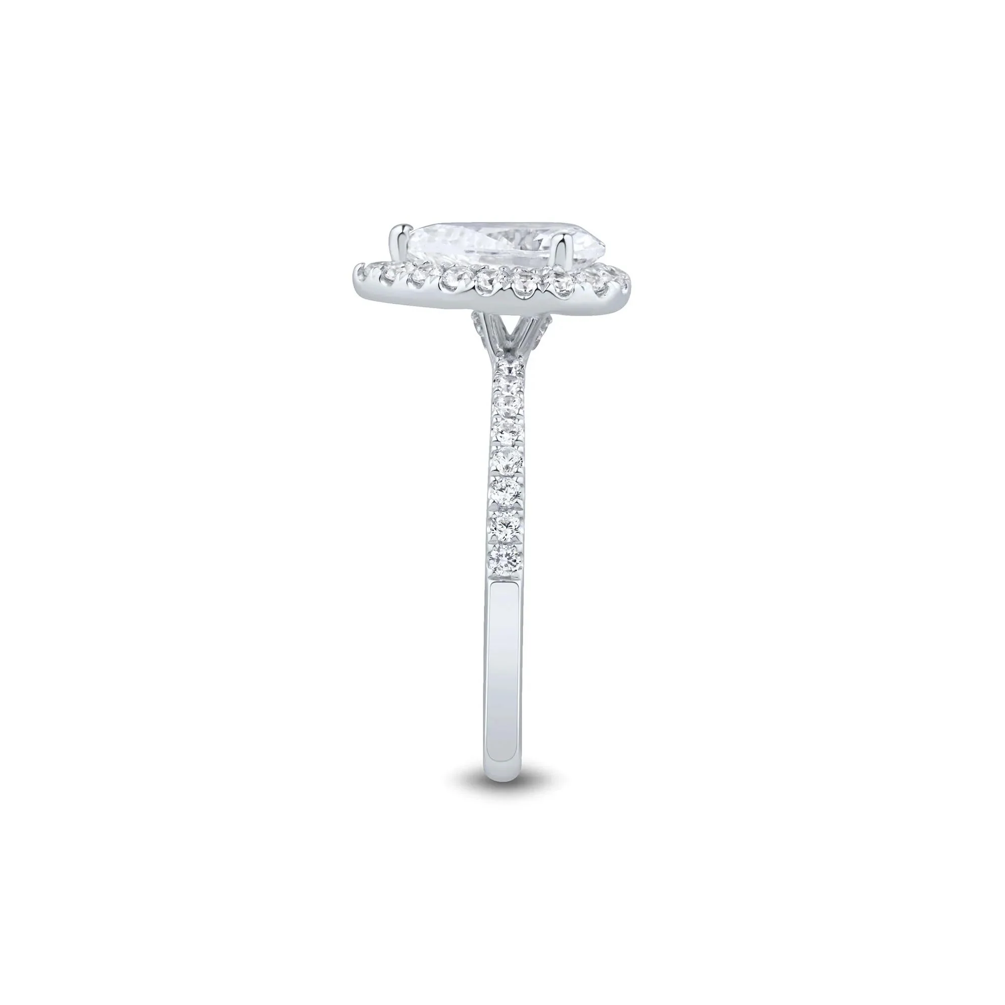 2 CT. Tw. Lab Grown Diamond Pear-Shaped Halo Engagement Ring 14K White Gold Size 6 1.5mm - Image 3