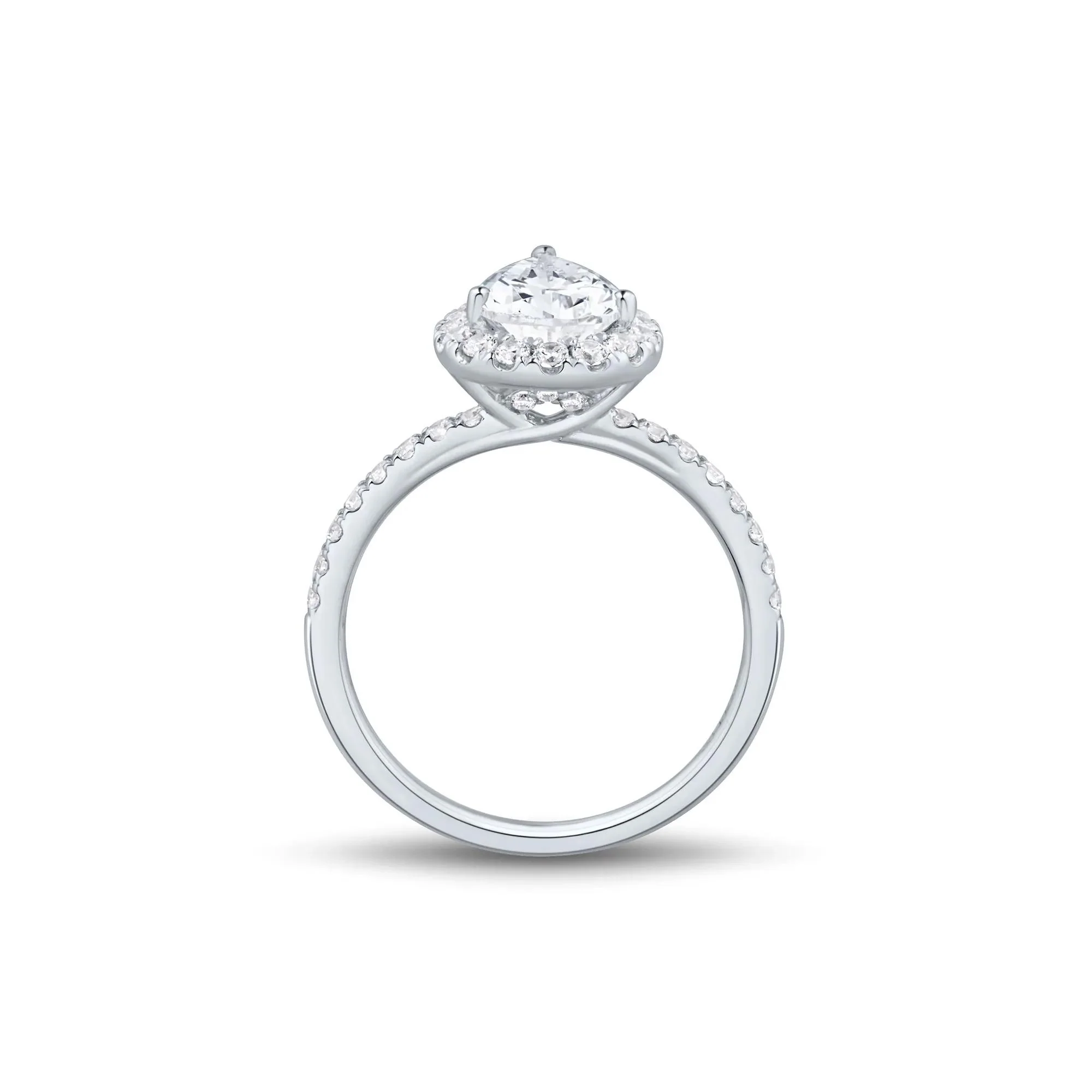 2 CT. Tw. Lab Grown Diamond Pear-Shaped Halo Engagement Ring 14K White Gold Size 7.5 1.5mm - Image 2