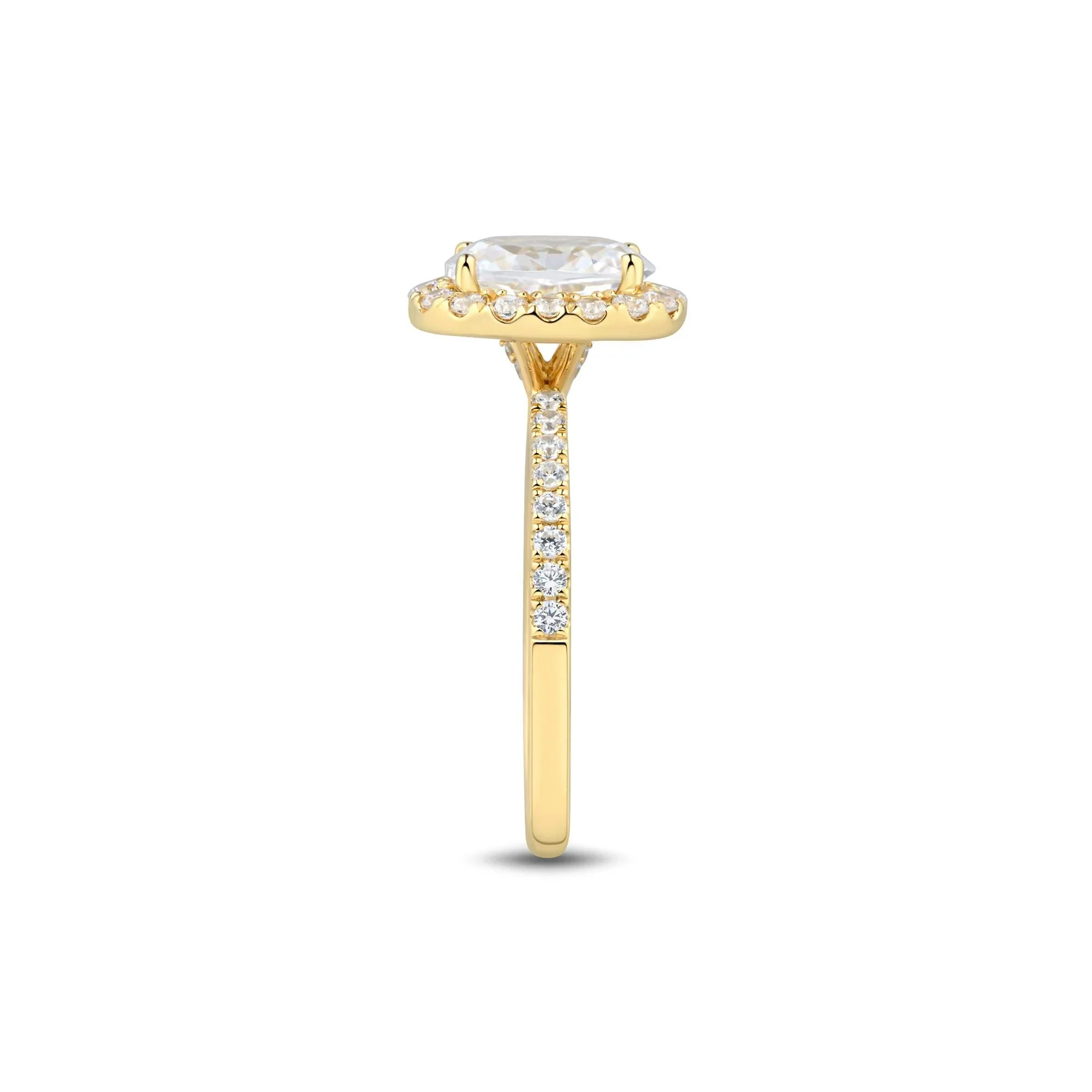 2 CT. Tw. Lab Grown Diamond Oval Halo Engagement Ring 14K Yellow Gold Size 7.5 1.5mm - Image 3