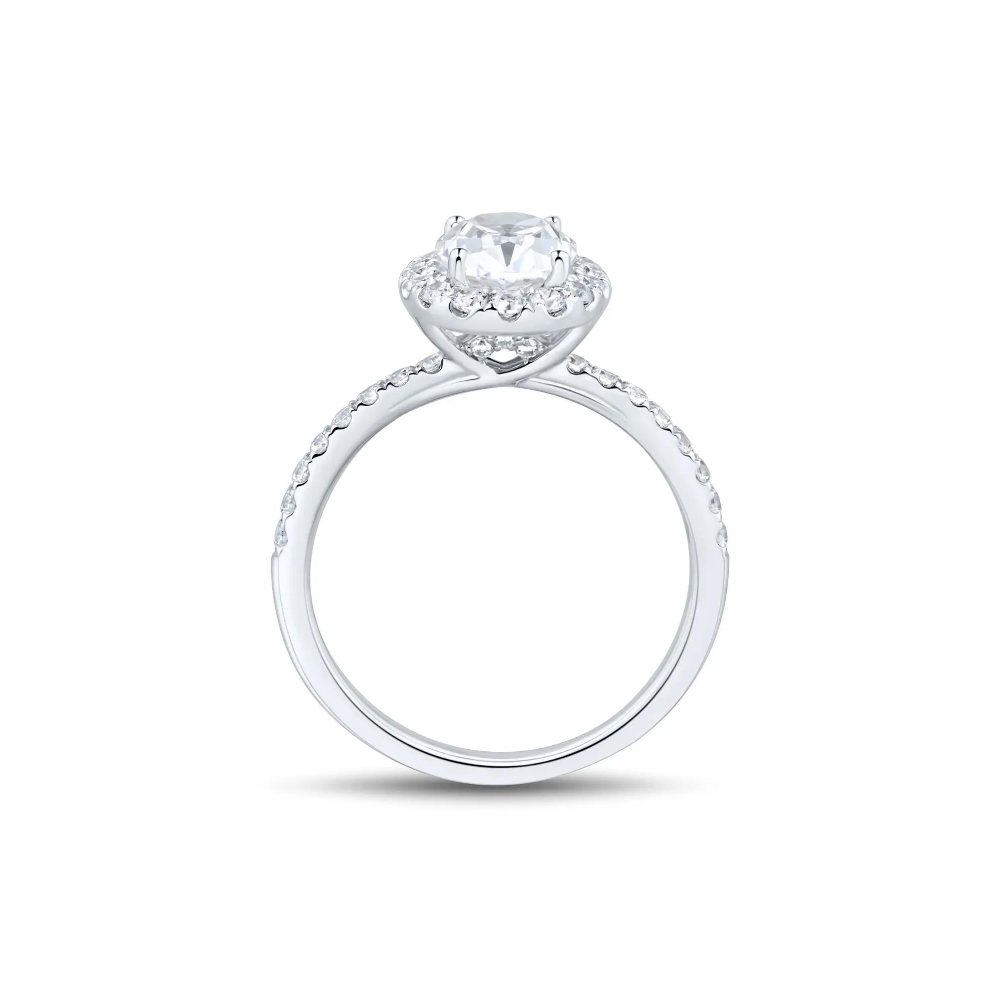 2 CT. Tw. Lab Grown Diamond Oval Halo Engagement Ring 14K White Gold Size 8.5 1.5mm - Image 2