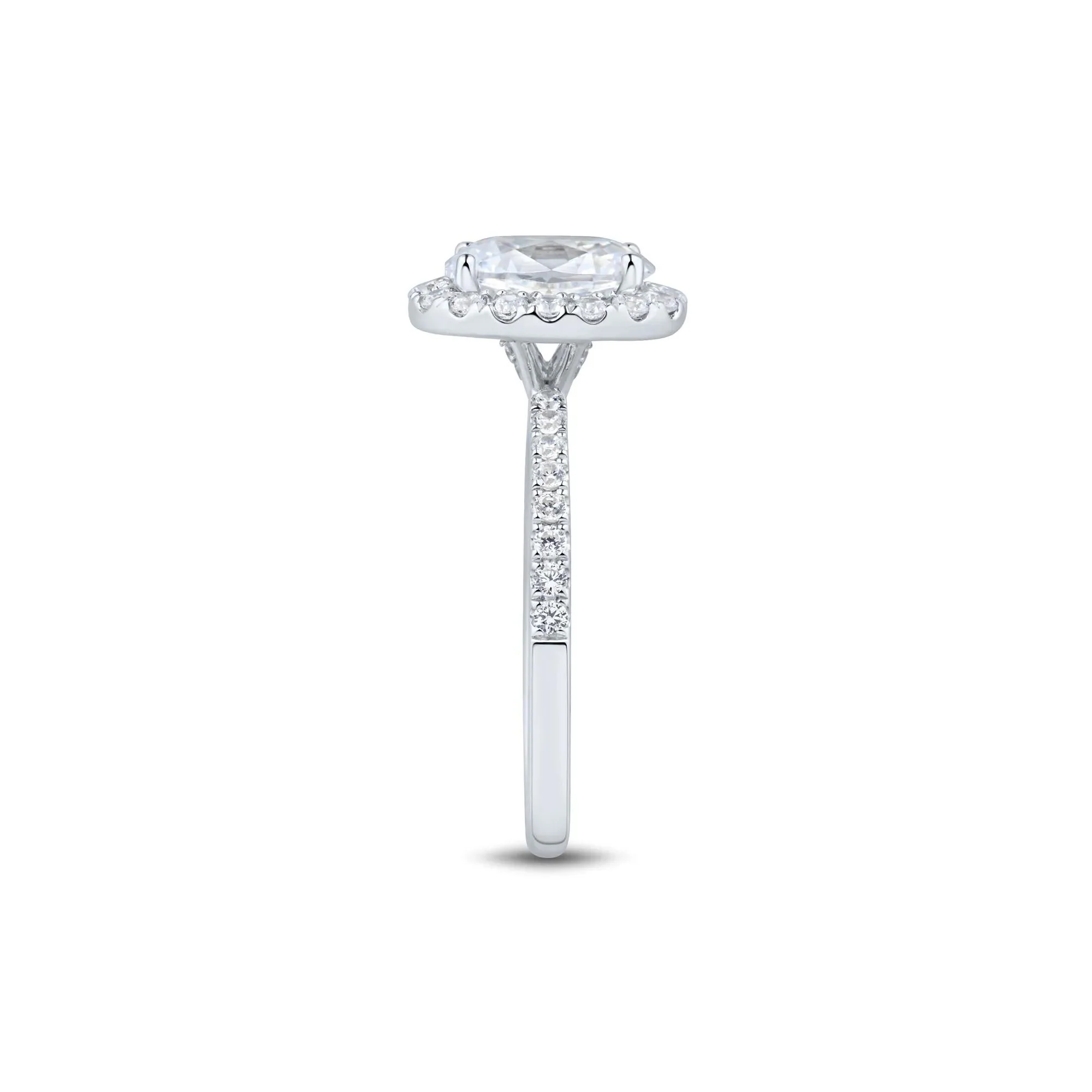 2 CT. Tw. Lab Grown Diamond Oval Halo Engagement Ring 14K White Gold Size 9 1.5mm - Image 3