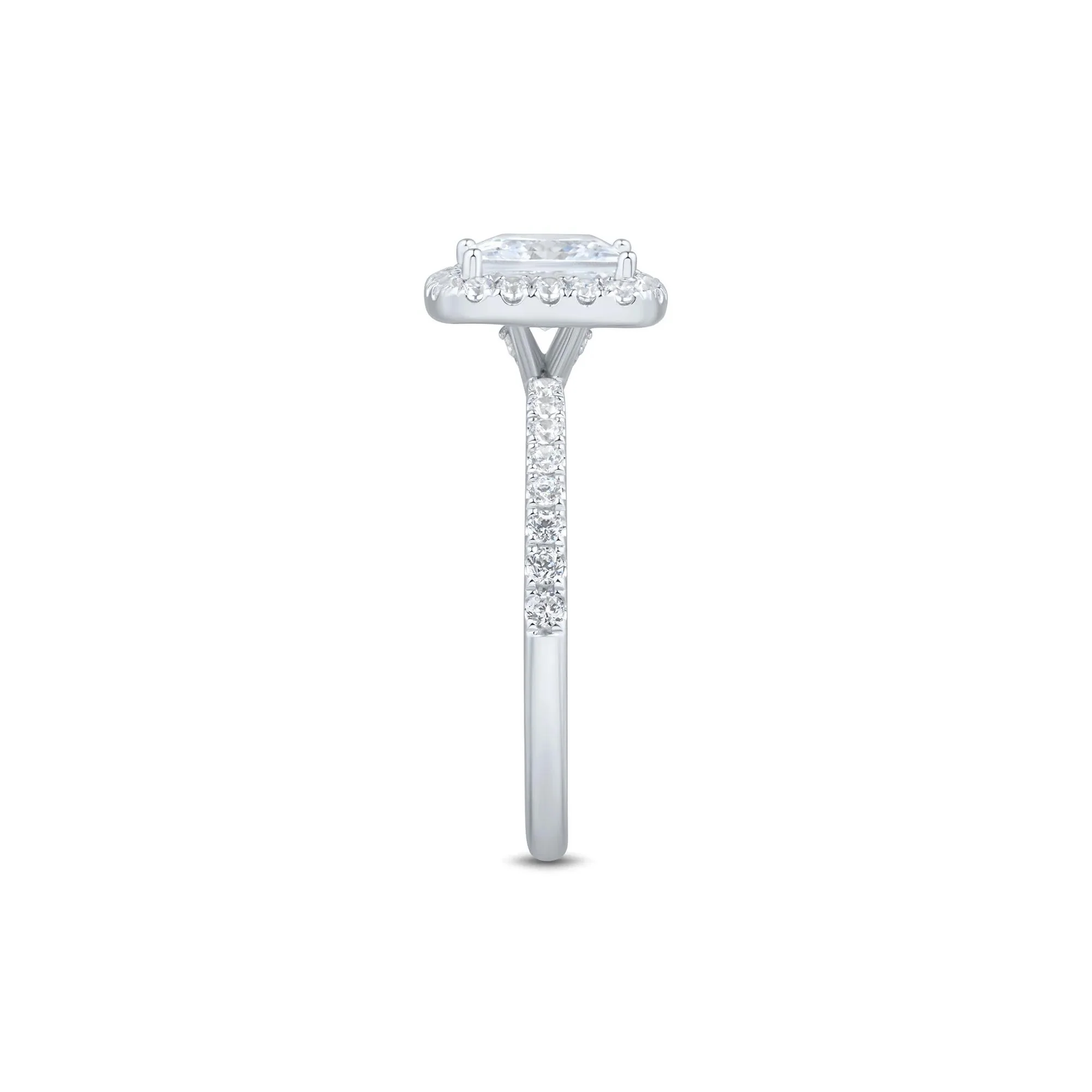 2 CT. Tw. Lab Grown Diamond Princess-Cut Halo Engagement Ring 14K White Gold Round Brilliant Cut Size 7.5 1.5mm - Image 2
