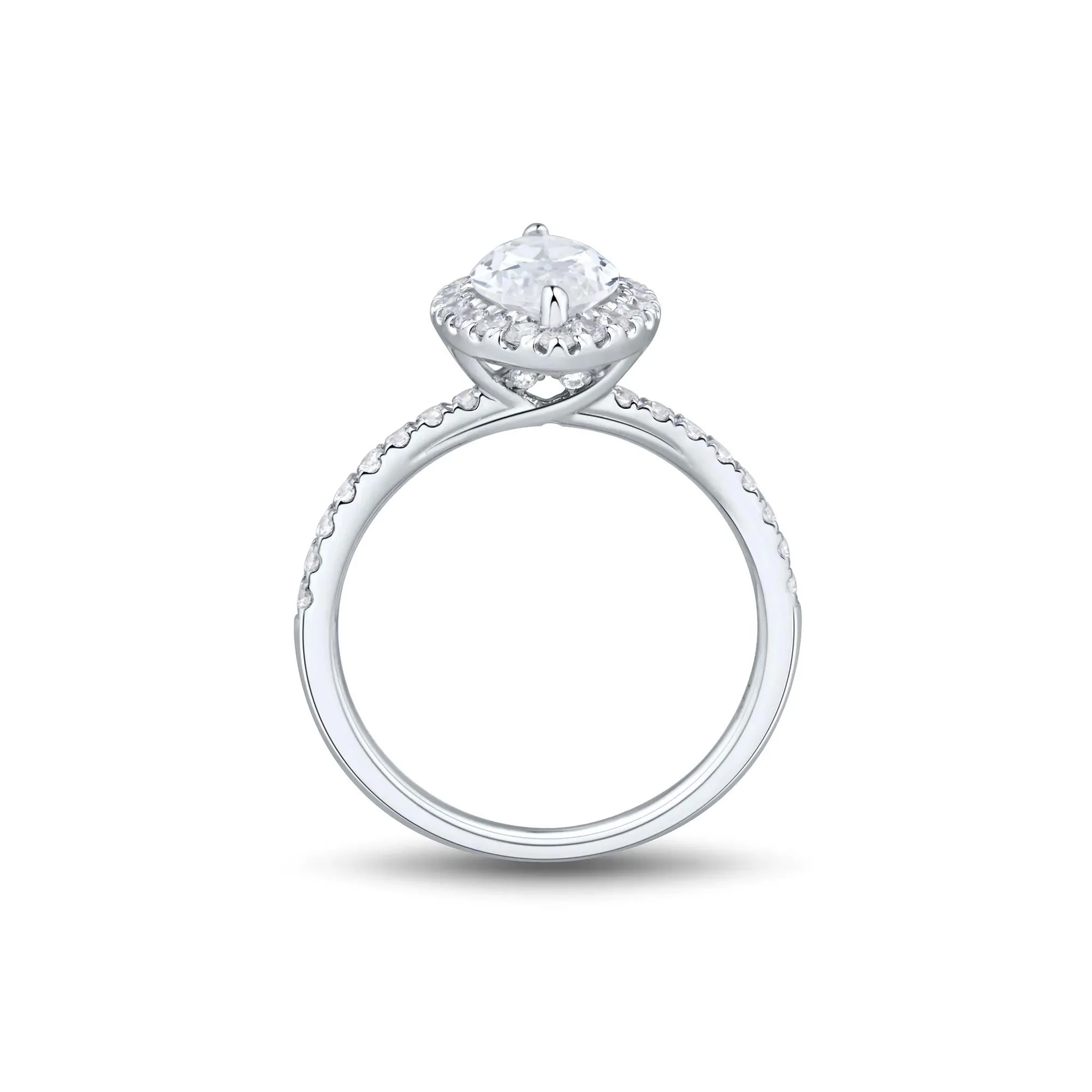 2 CT. Tw. Lab Grown Diamond Marquise-Cut Halo Engagement Ring 14K White Gold Size 7.5 1.5mm - Image 2