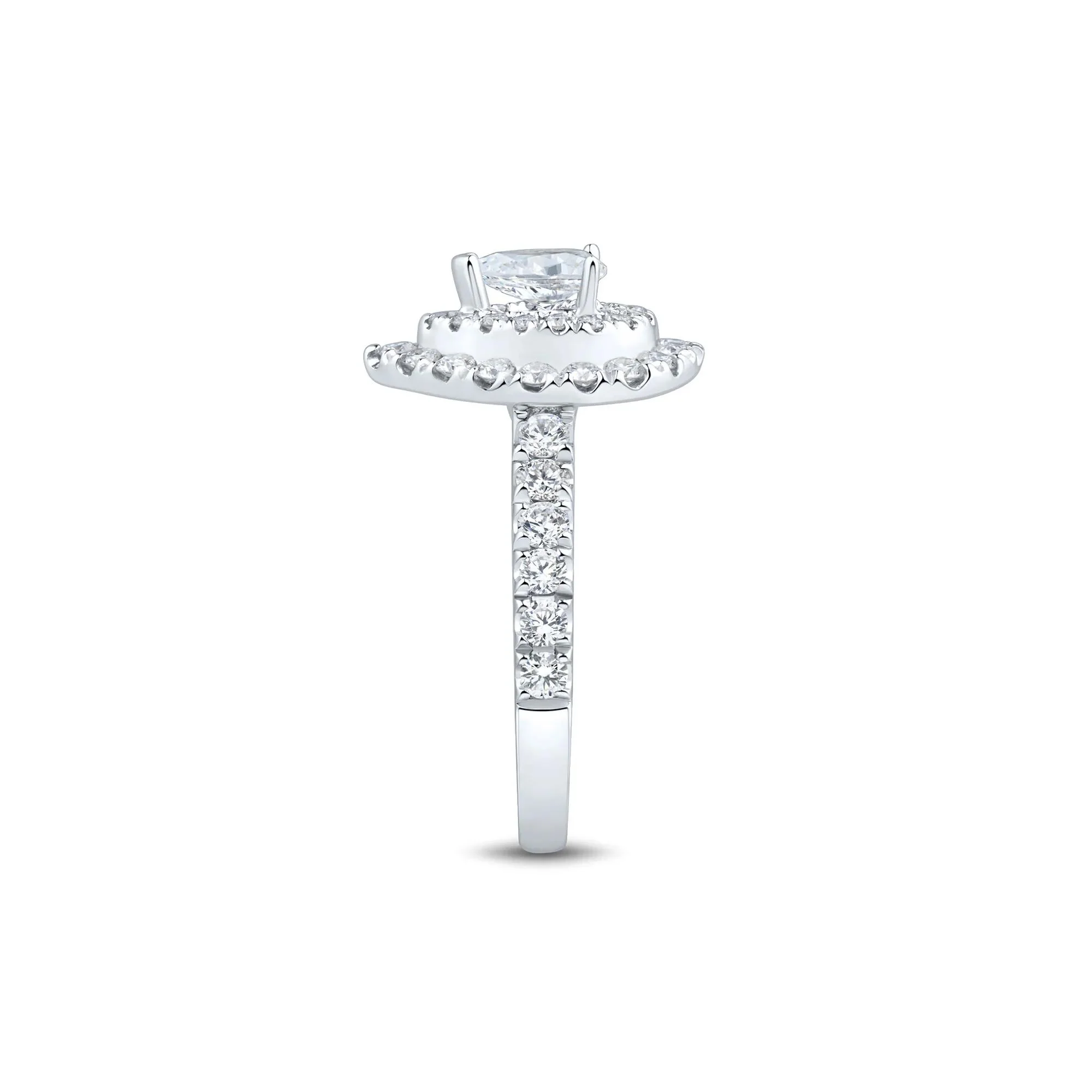 1/2 CT. Tw. Diamond Pear Halo Engagement Ring 10K White Gold Round Brilliant Cut Size 7 1mm - Image 2