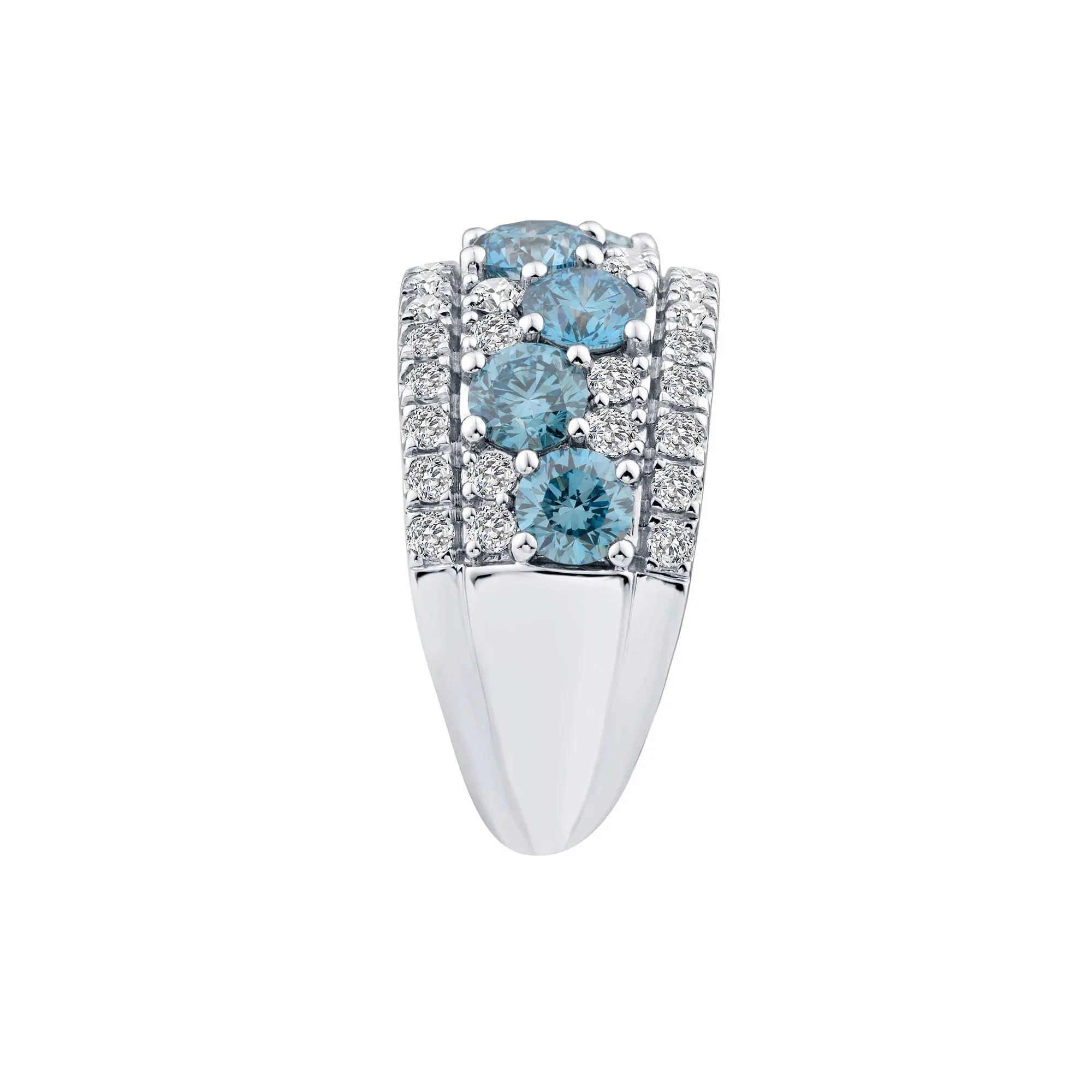 3 1/2 CT. Tw. Lab Grown Diamond Blue and White Band Ring 10K White Gold Round Brilliant Cut Size 8 2.5mm - Image 3