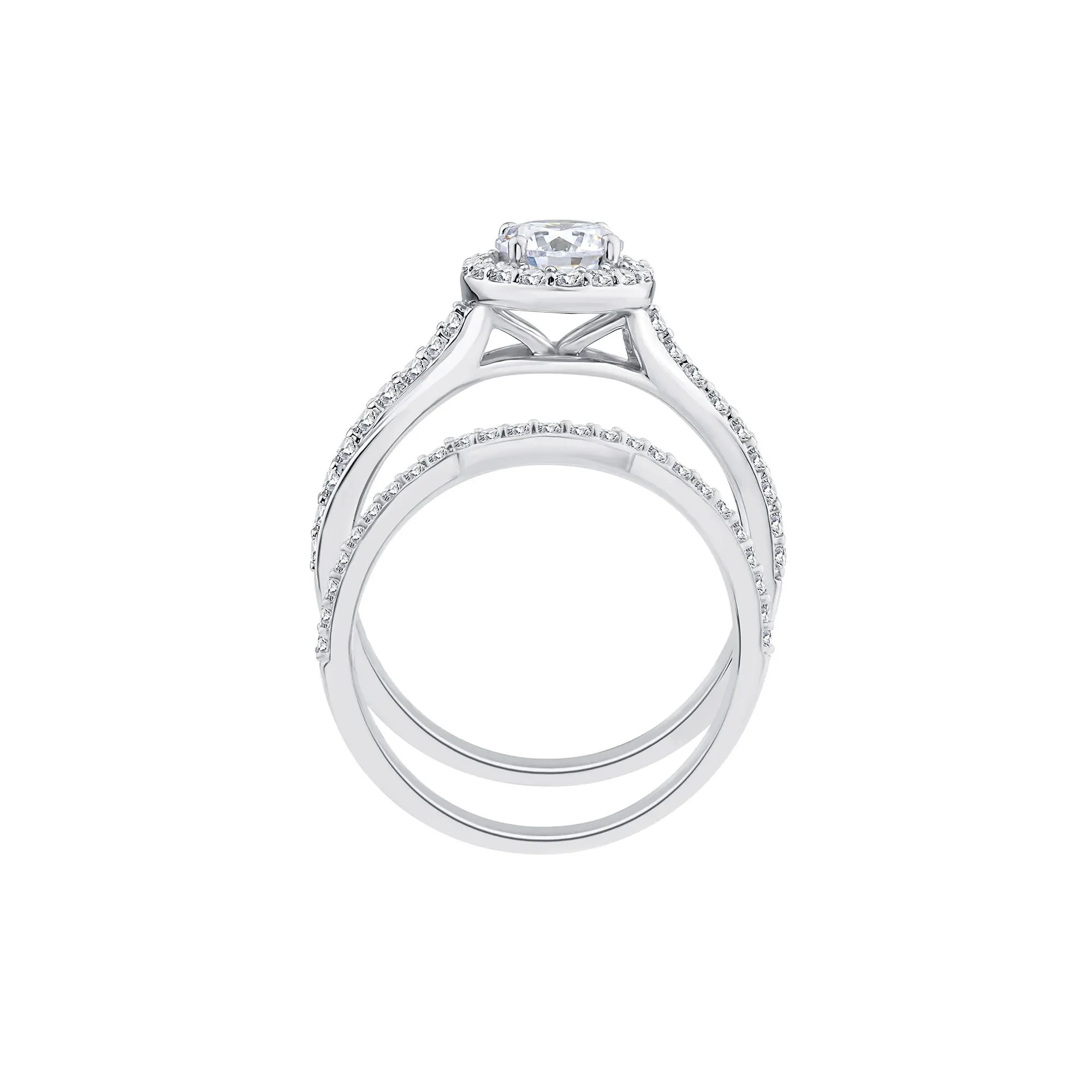 1/5 CT. Tw. Lab Grown Diamond Engagement Ring Set 10K White Gold Size 7.5 1mm - Image 2