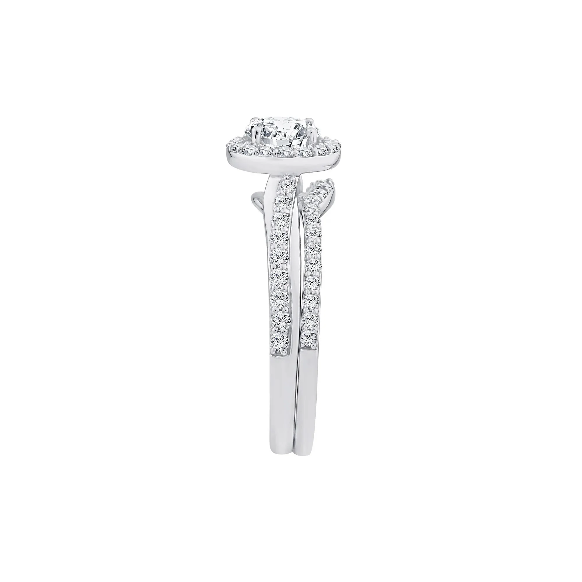1/5 CT. Tw. Lab Grown Diamond Engagement Ring Set 10K White Gold Size 8 1mm - Image 3