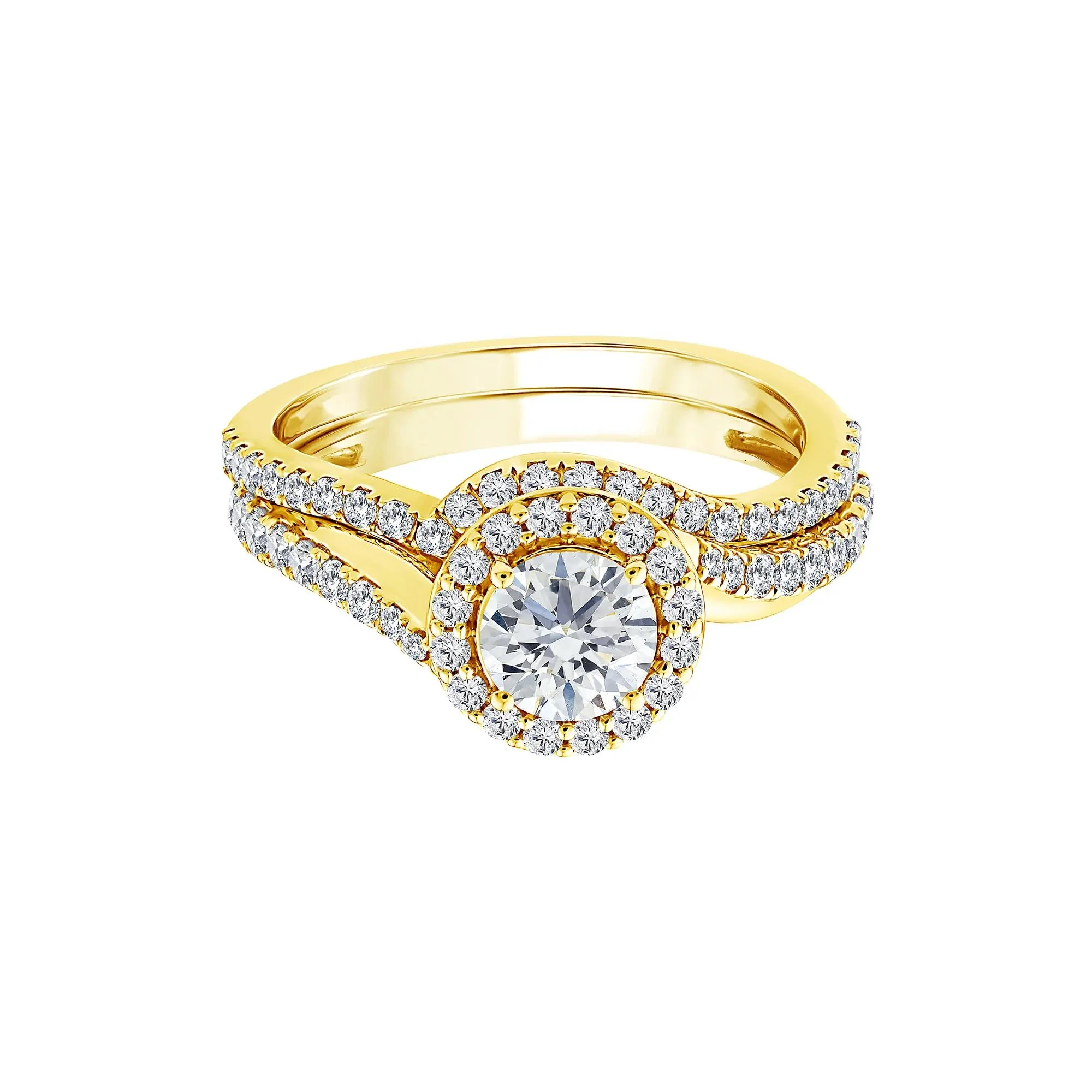 1/4 CT. Tw. Lab Grown Diamond Engagement Ring Set 10K Yellow Gold Size 7 1mm