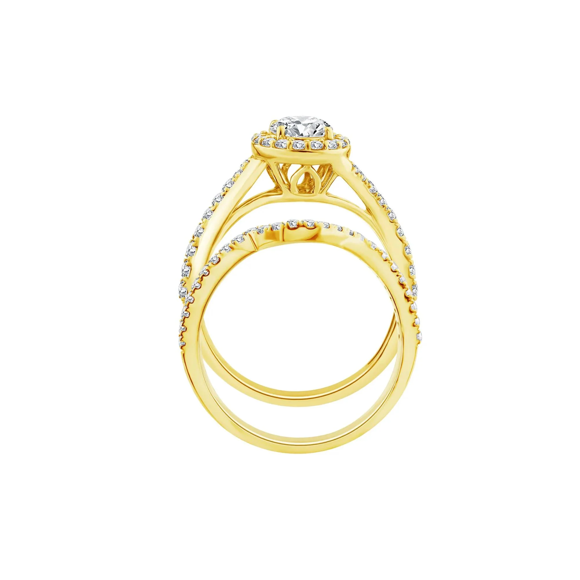 1/4 CT. Tw. Lab Grown Diamond Engagement Ring Set 10K Yellow Gold Size 7 1mm - Image 2