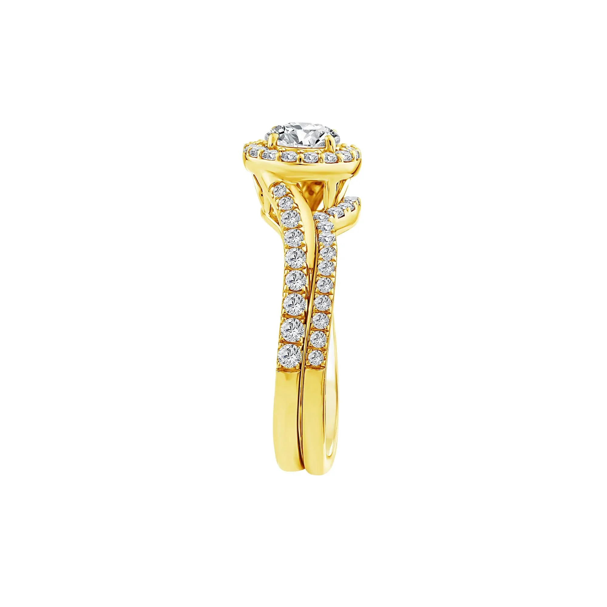1/4 CT. Tw. Lab Grown Diamond Engagement Ring Set 10K Yellow Gold Size 7.5 1mm - Image 3