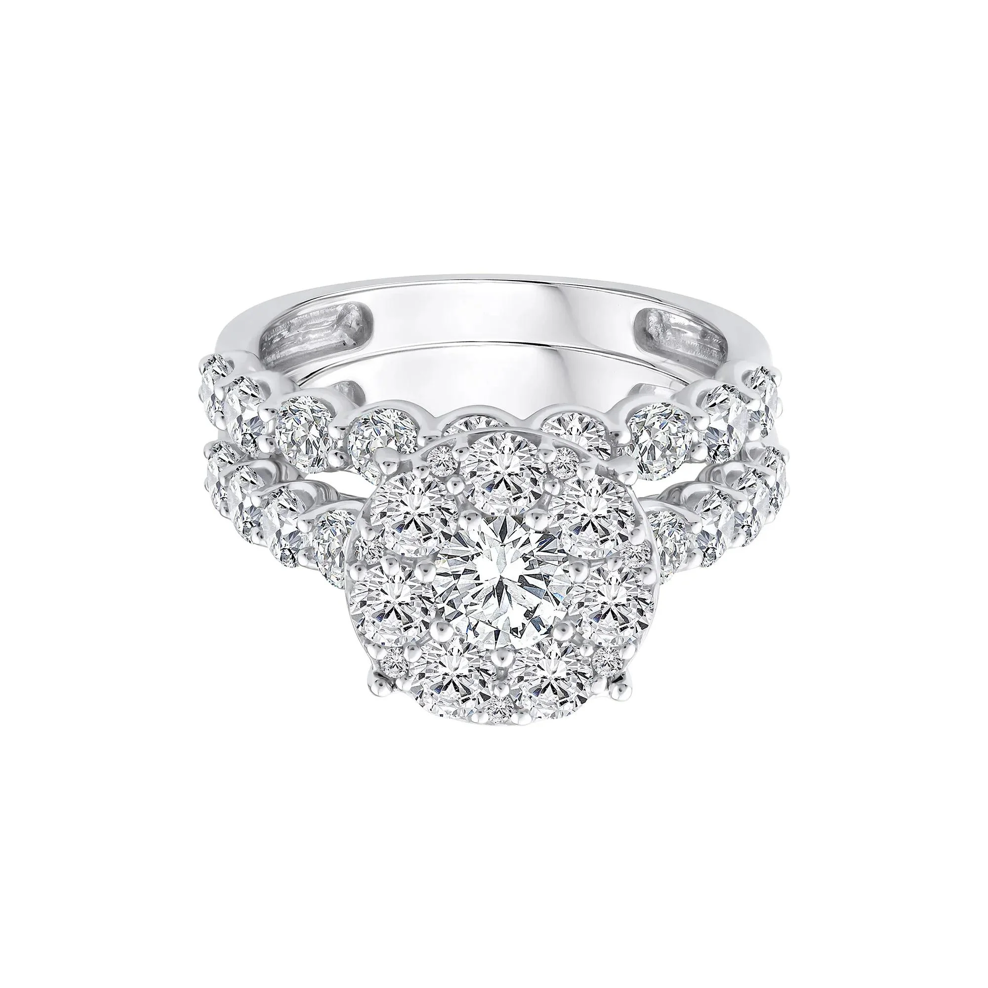 3 CT. Tw. Diamond Composite Engagement Ring Set 10K White Gold Size 7 1.5mm
