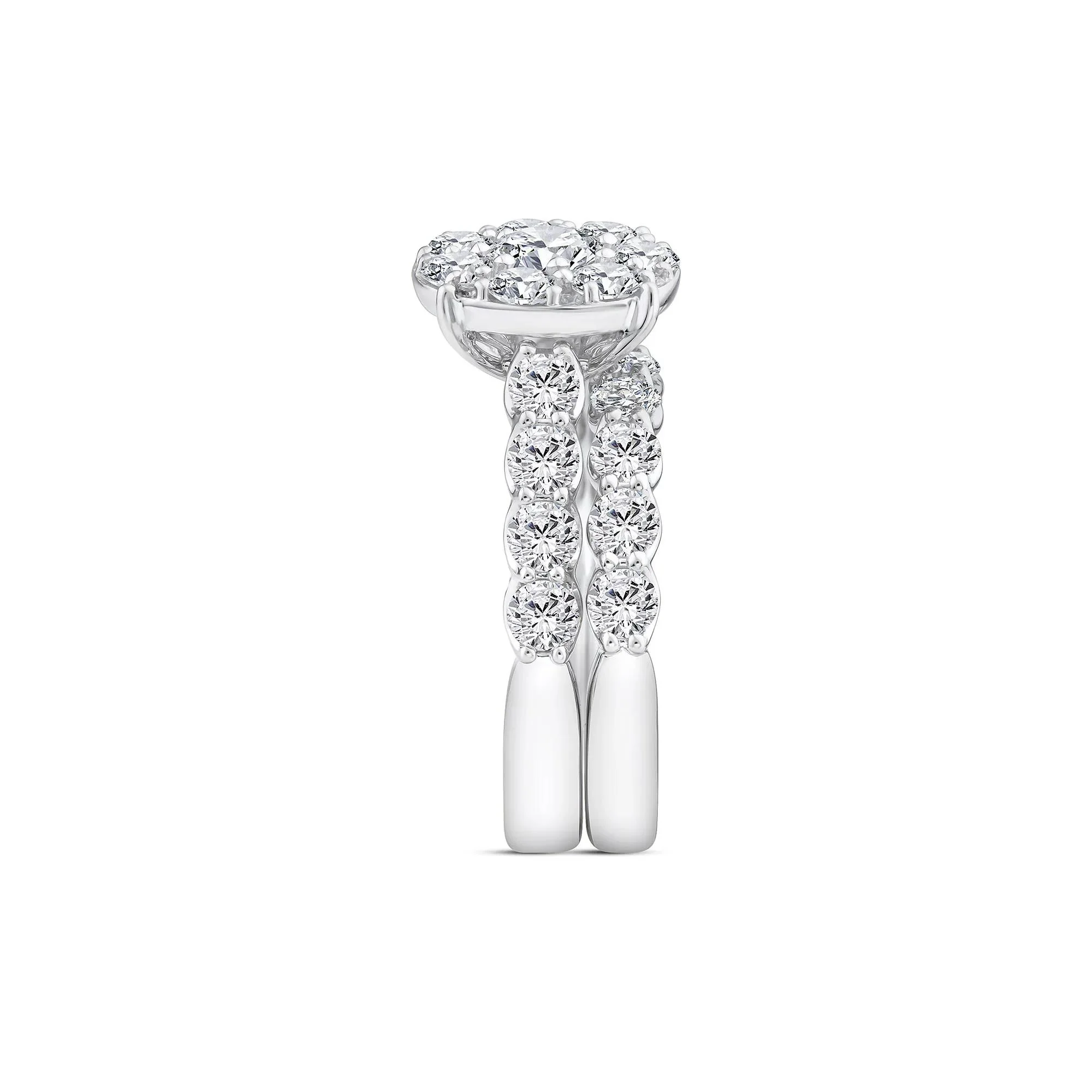 3 CT. Tw. Diamond Composite Engagement Ring Set 10K White Gold Size 7 1.5mm - Image 3