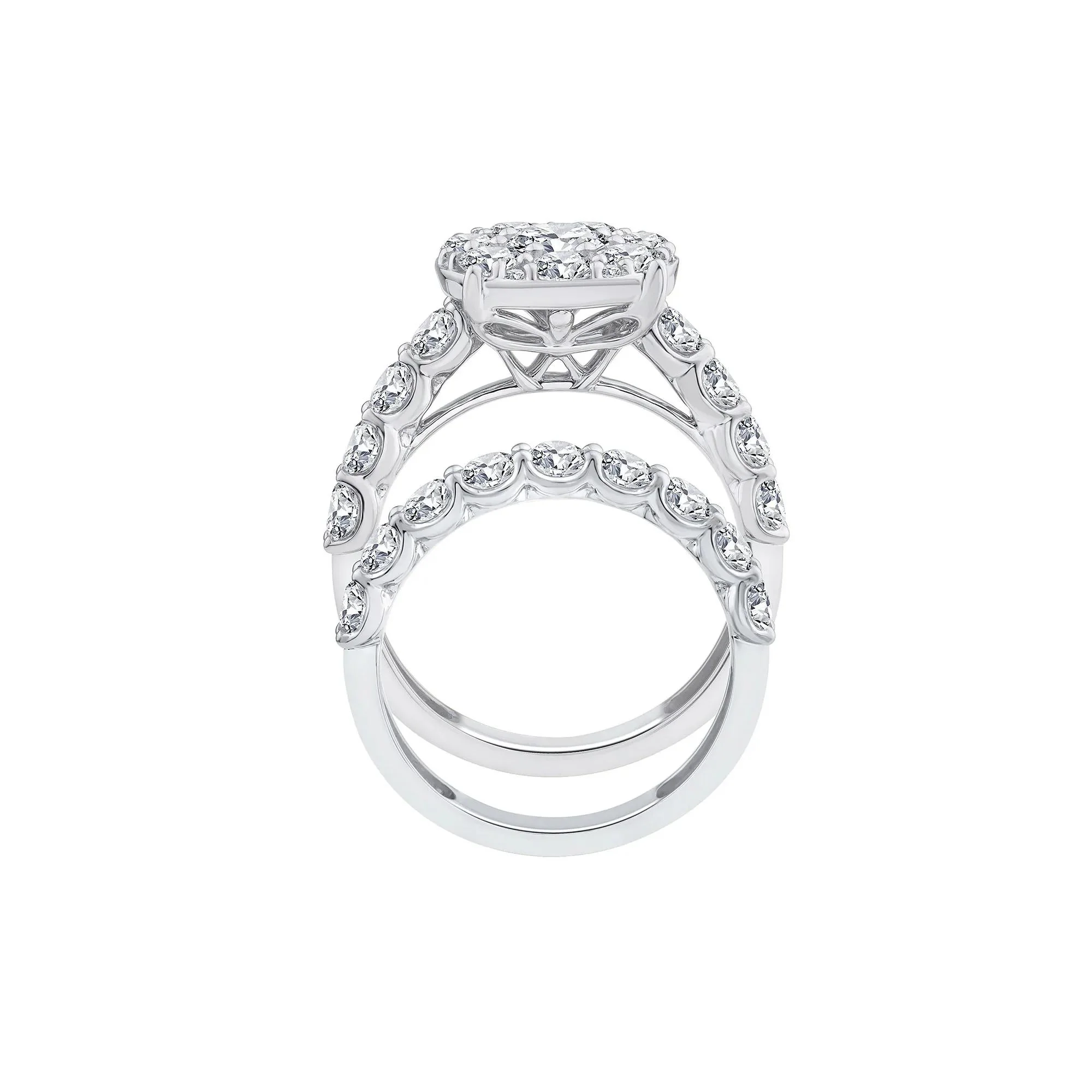 3 CT. Tw. Diamond Composite Engagement Ring Set 10K White Gold Size 9 1.5mm - Image 2