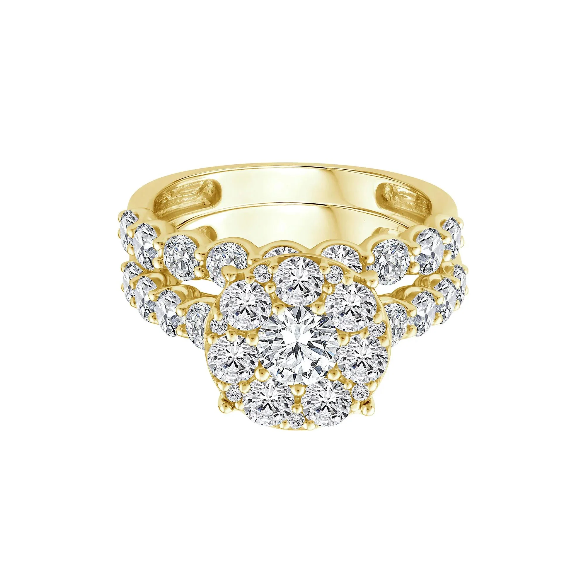3 CT. Tw. Diamond Composite Engagement Ring Set 10K Yellow Gold Size 7 1.5mm