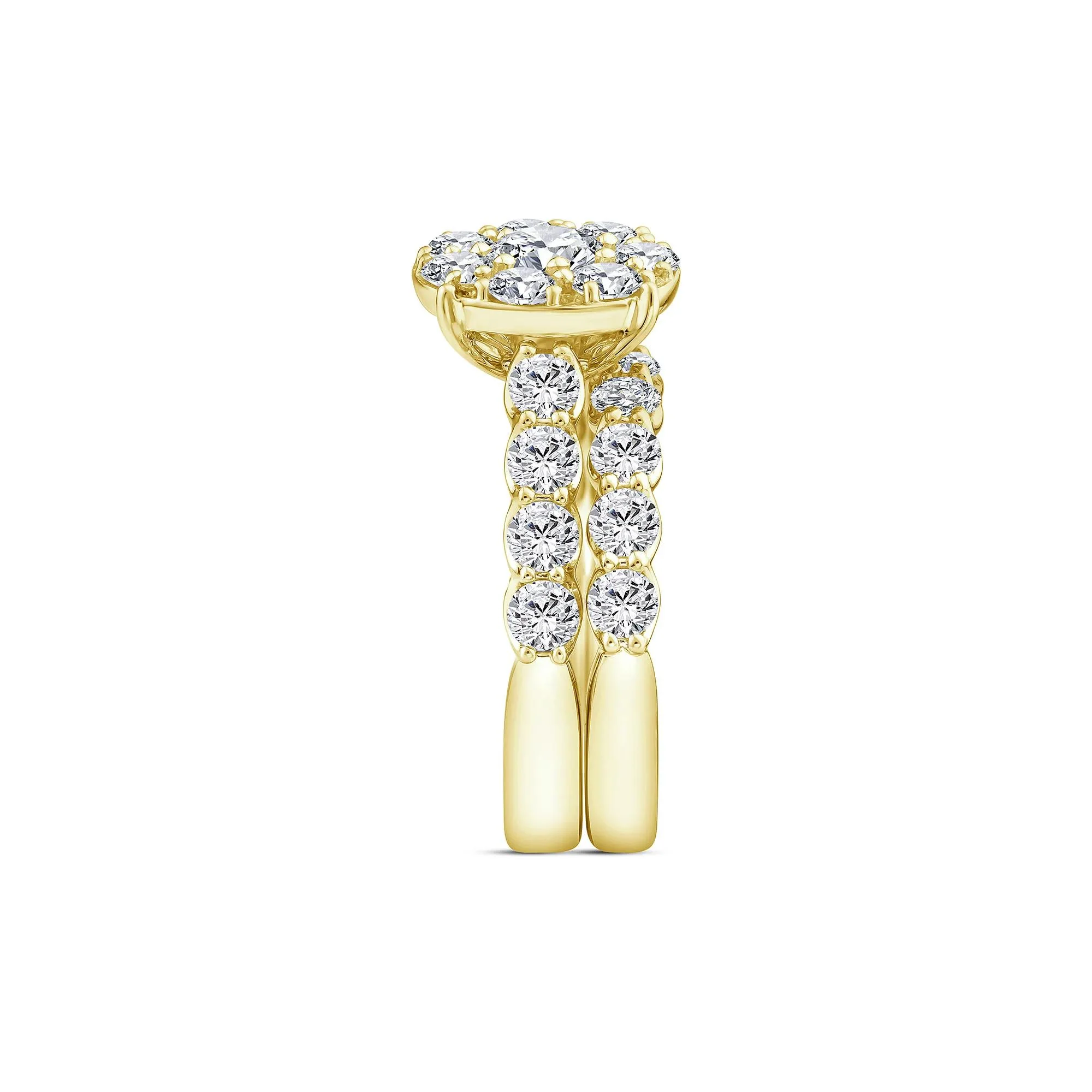 3 CT. Tw. Diamond Composite Engagement Ring Set 10K Yellow Gold Size 9 1.5mm - Image 3