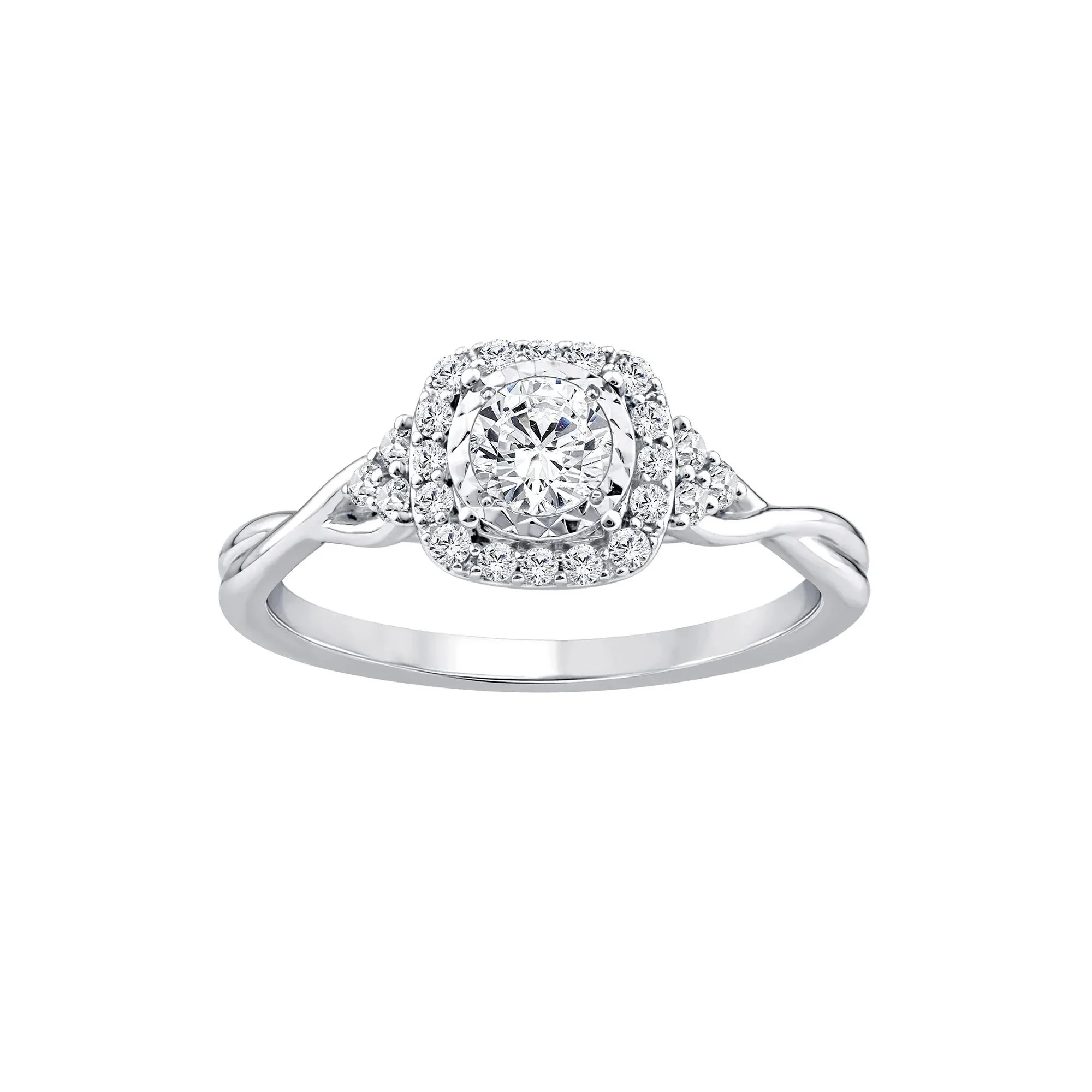 1/2 CT. Tw. Lab Grown Diamond Promise Ring 10K White Gold Size 6.5 1.5mm