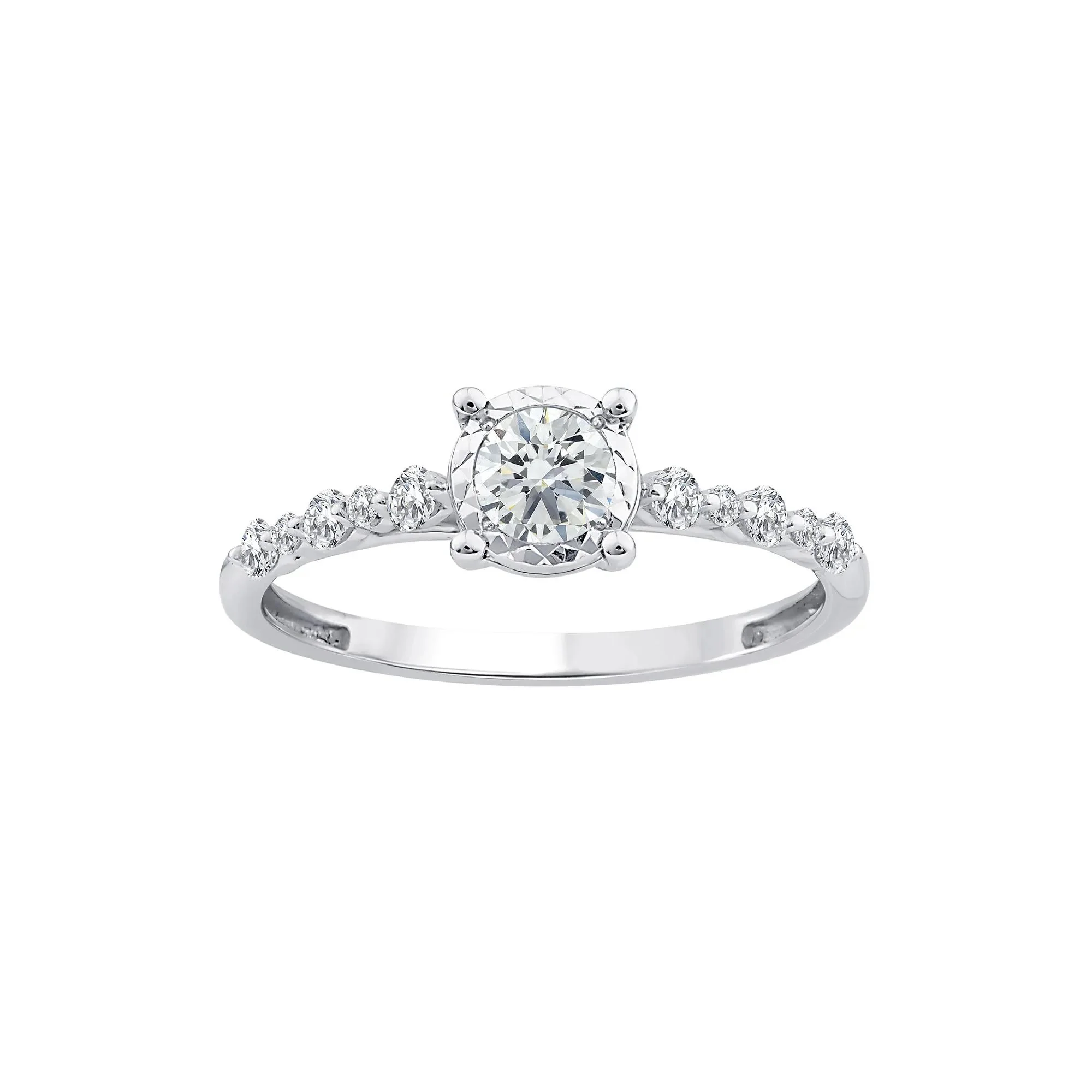 1/2 CT. Tw. Lab Grown Diamond Promise Ring 10K White Gold Size 7 1mm