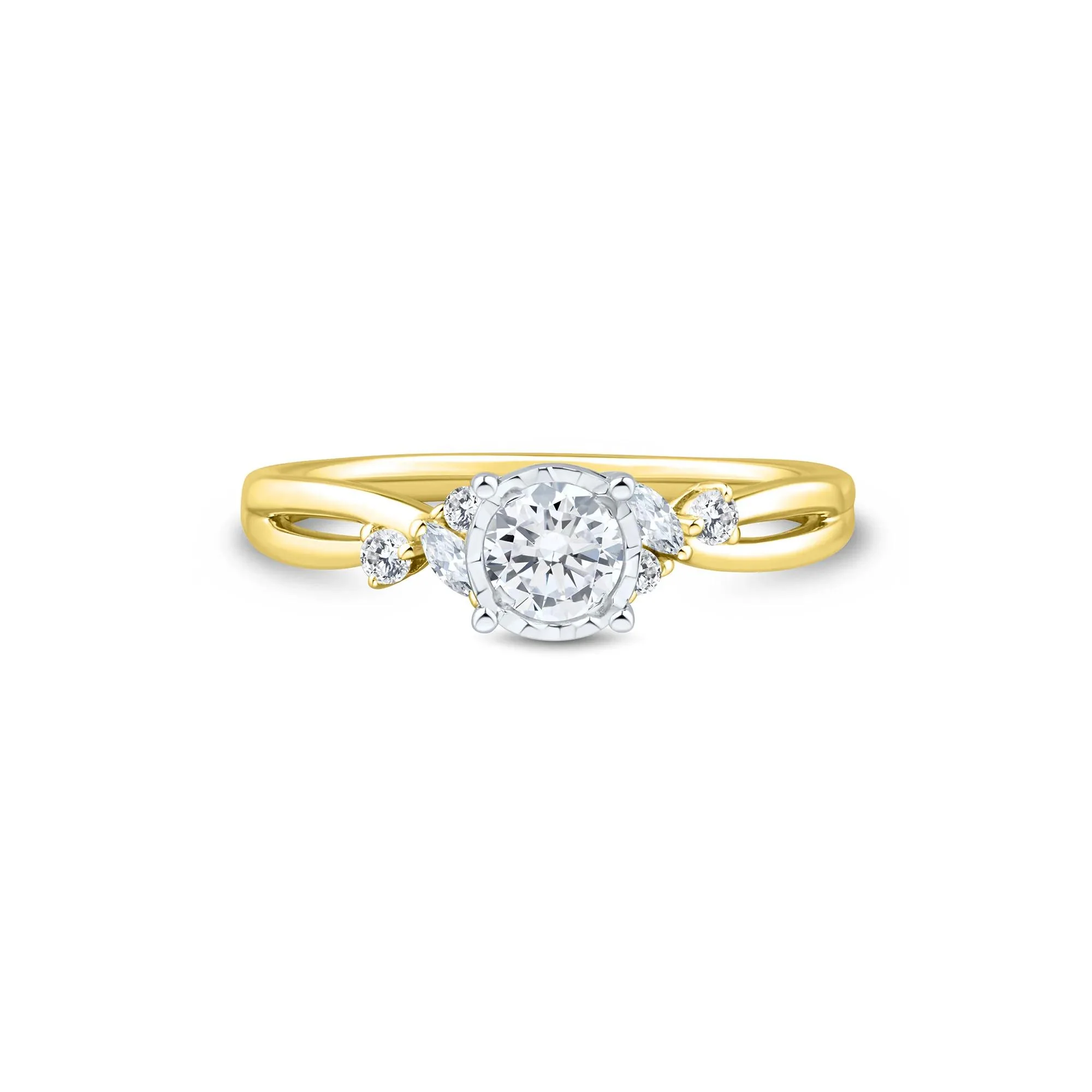 1/2 CT. Tw. Lab Grown Diamond Promise Ring 10K Yellow and White Gold Size 5.5 1mm
