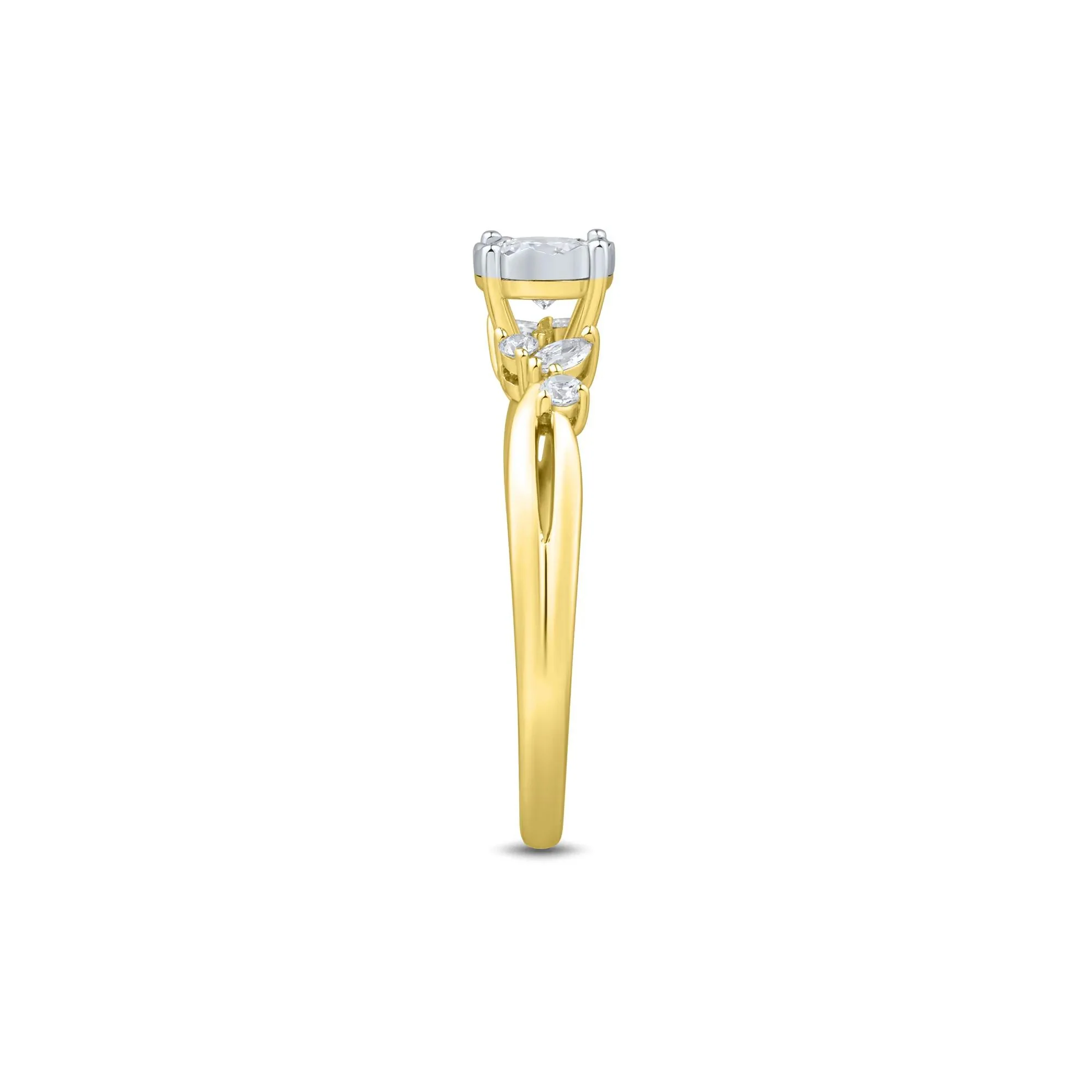 1/2 CT. Tw. Lab Grown Diamond Promise Ring 10K Yellow and White Gold Size 8 1mm - Image 2