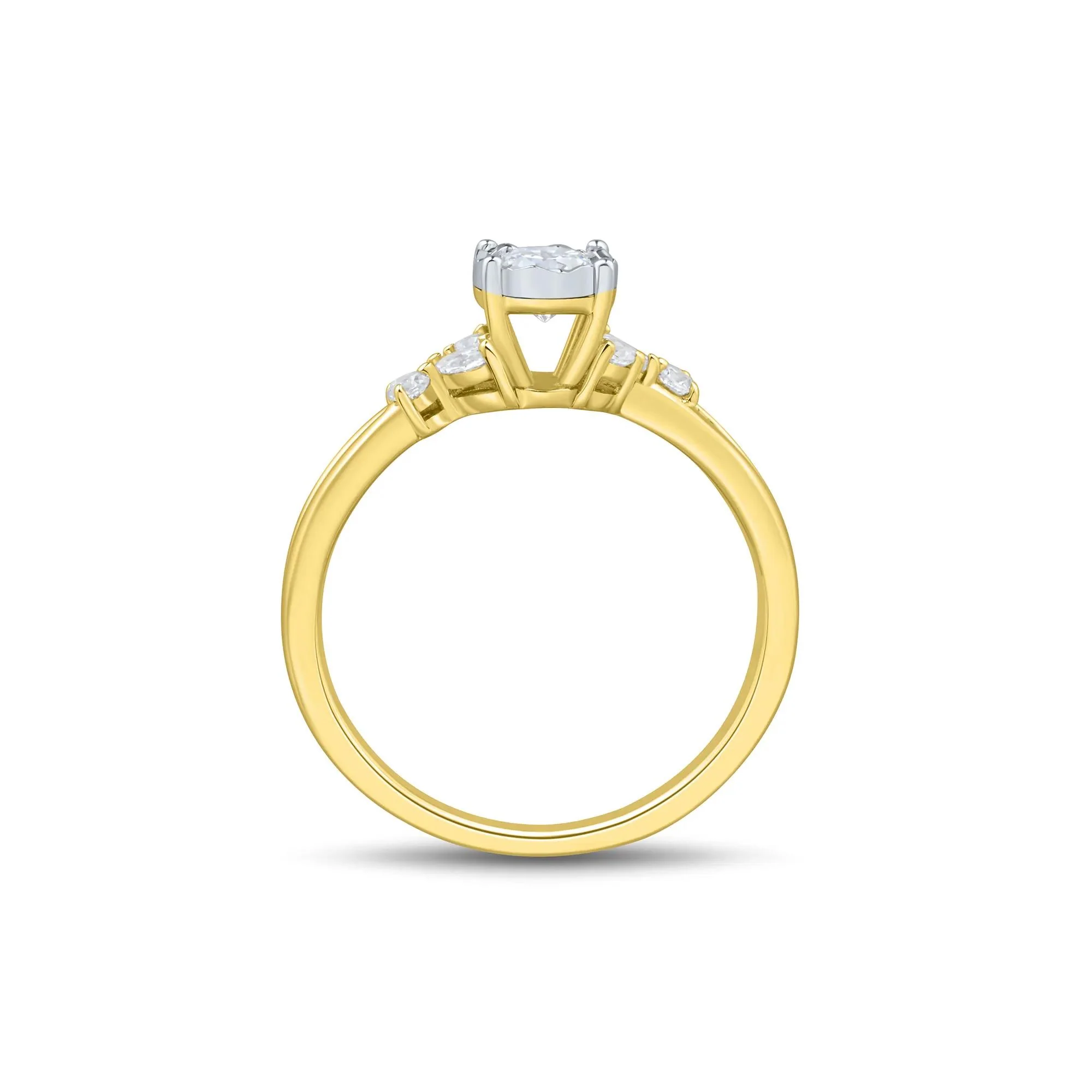 1/2 CT. Tw. Lab Grown Diamond Promise Ring 10K Yellow and White Gold Size 9.5 1mm - Image 3