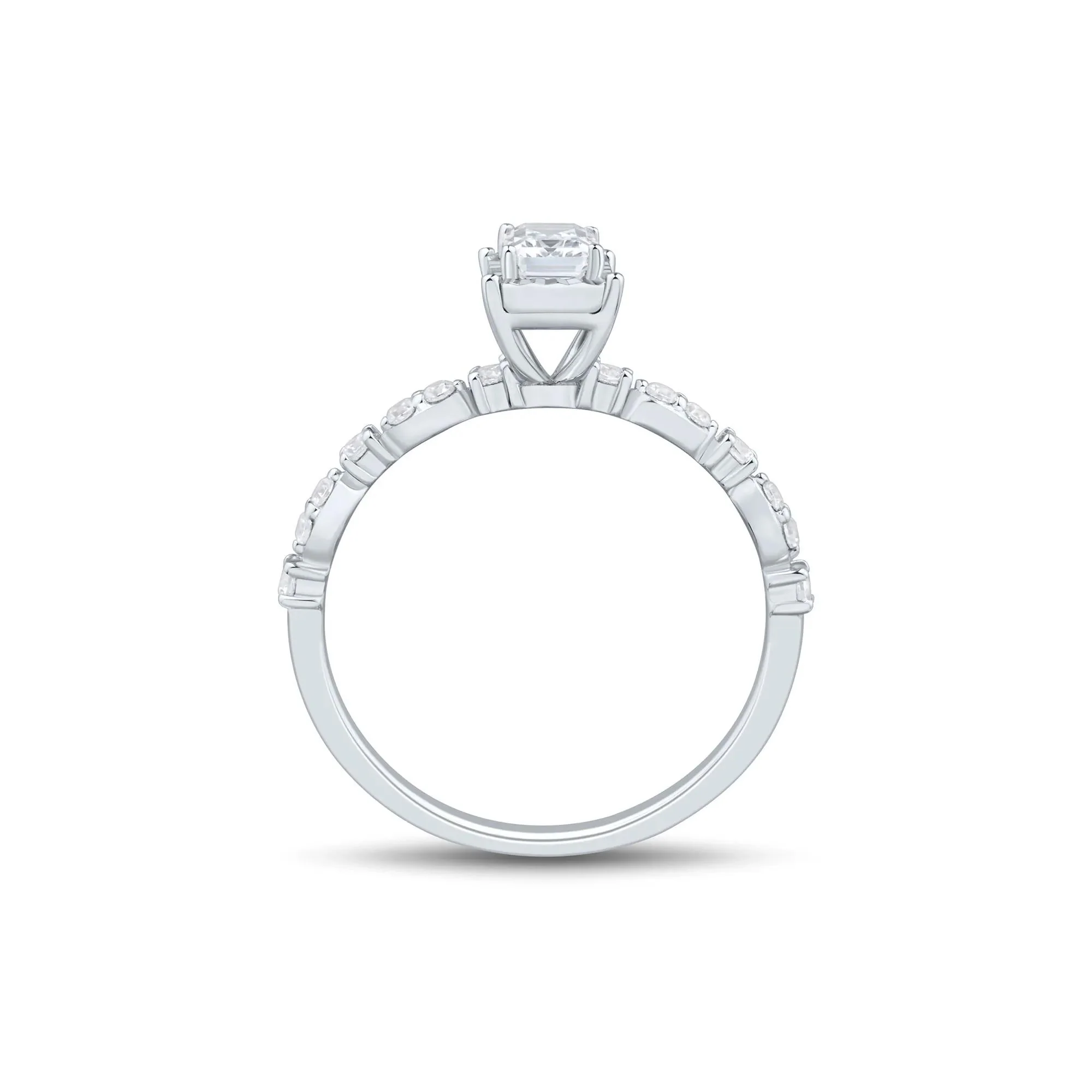 1/2 CT. Tw. Lab Grown Diamond Emerald-Cut Promise Ring 10K White Gold Size 7 1mm - Image 2