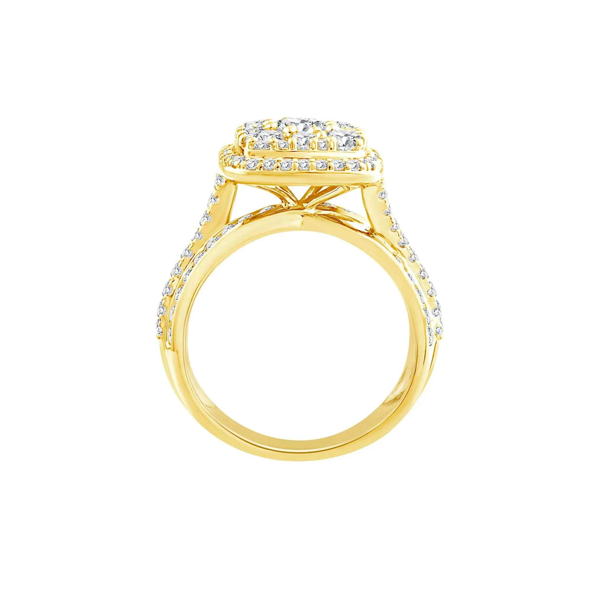 2 CT. Tw. Diamond Composite Engagement Ring 10K Yellow Gold Size 8 3mm - Image 2