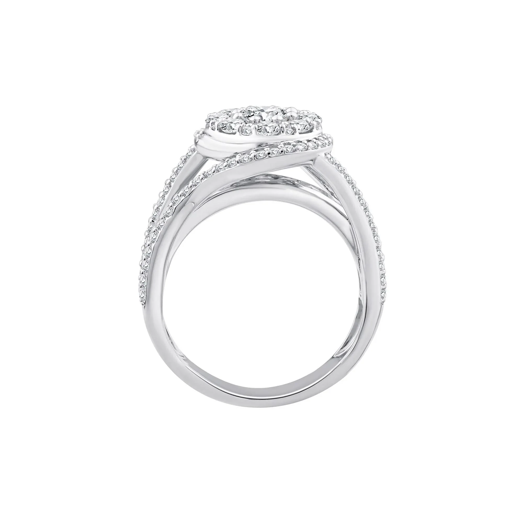 1 3/4 CT. Tw. Diamond Composite Engagement Ring 10K White Gold Round Brilliant Cut Size 6.5 2.5mm - Image 2