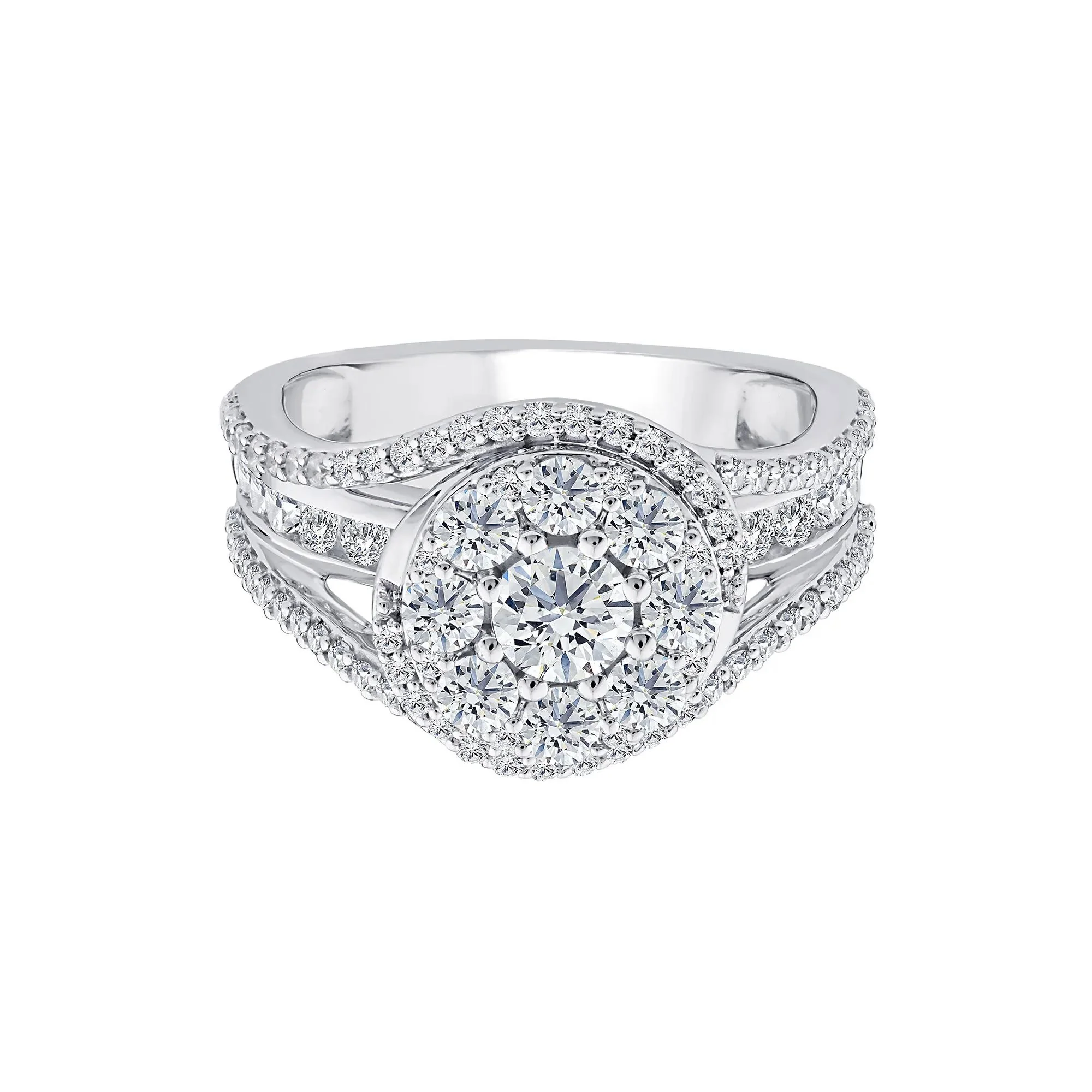 1 3/4 CT. Tw. Diamond Composite Engagement Ring 10K White Gold Round Brilliant Cut Size 8.5 2.5mm